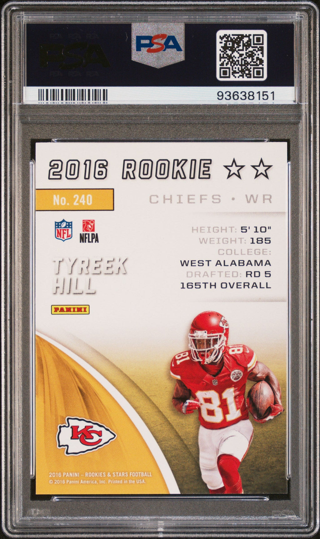 tyreek hill graded card Graded 2016 Panini Rookies & Stars Tyreek Hill #240 Rookie RC Football Card PSA 10 Gem