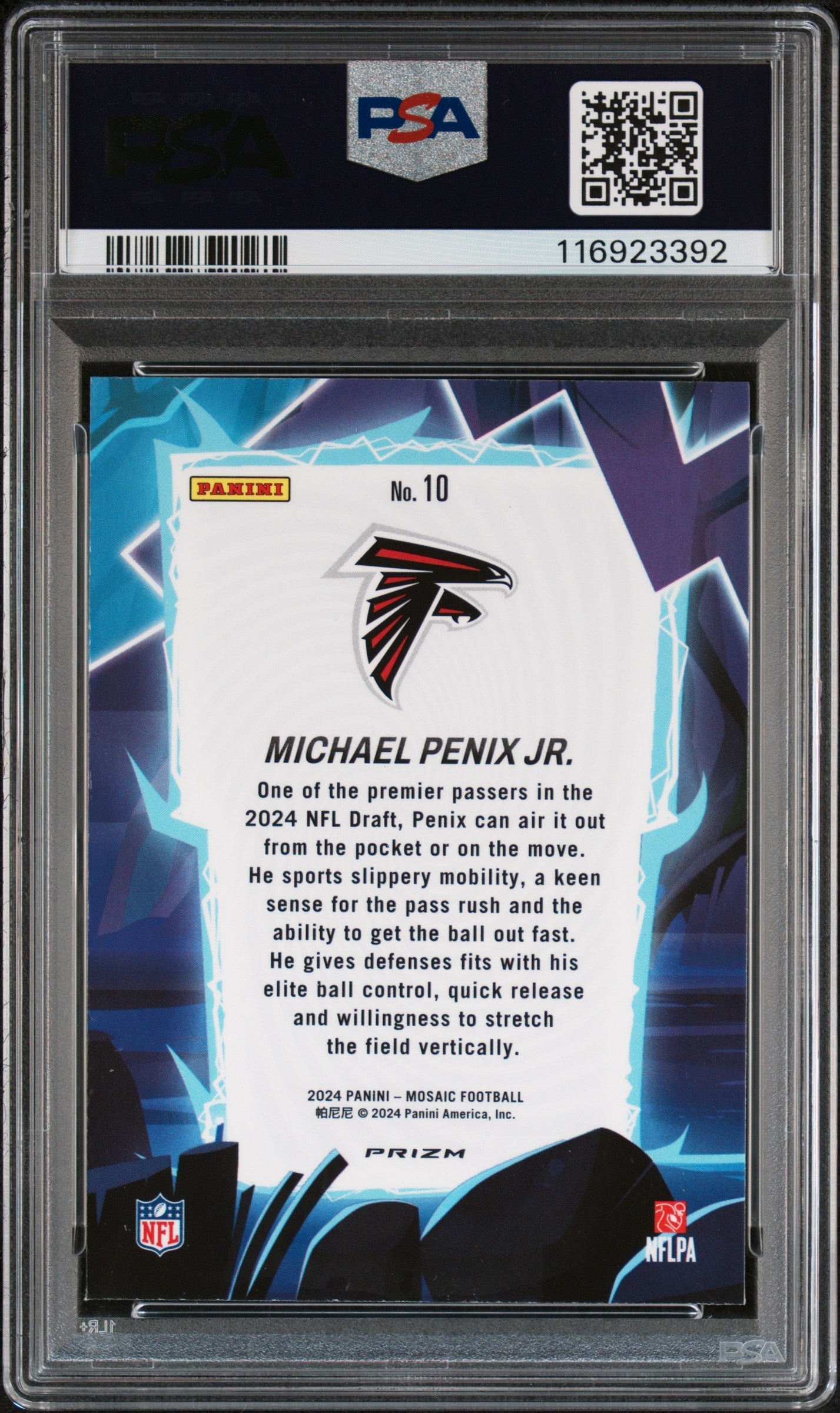Graded 2024 Panini Mosaic Michael Penix Jr #10 Storm Rookie RC Football Card PSA 10 Gem Mint