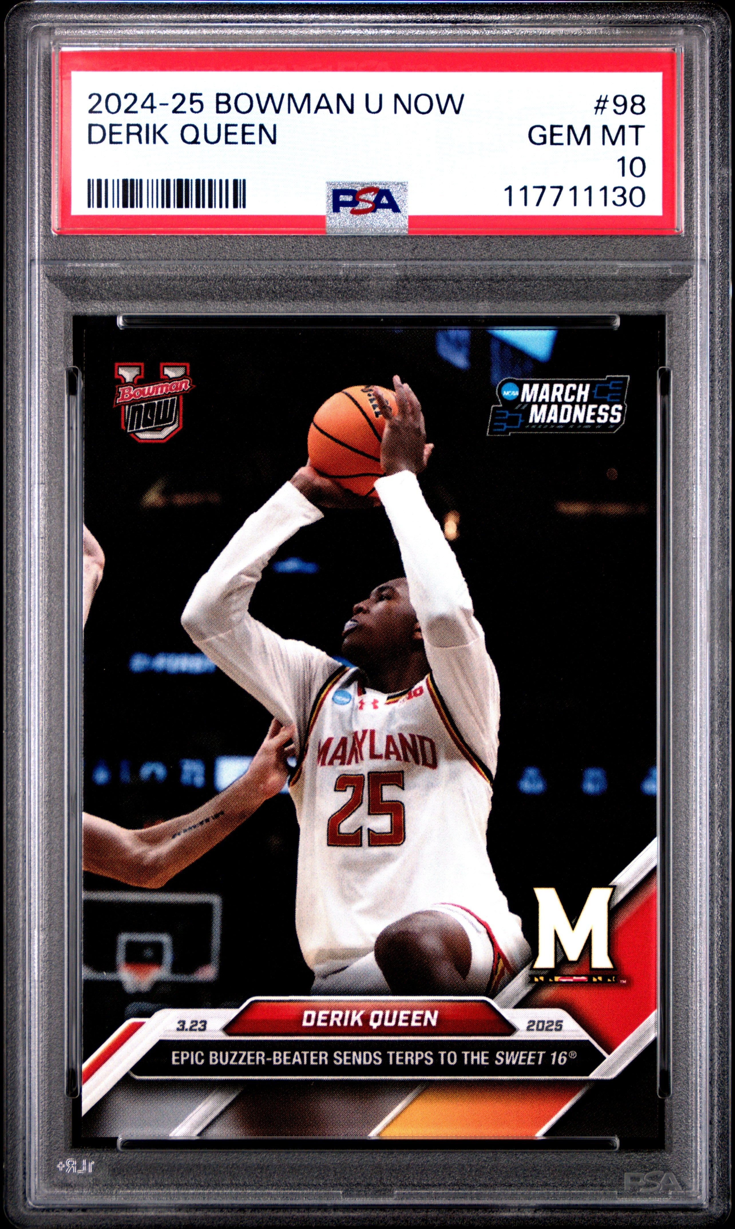 Graded 2024 Topps Bowman U Now Derik Queen #98 Rookie RC Basketball Card PSA 10 Gem Mint