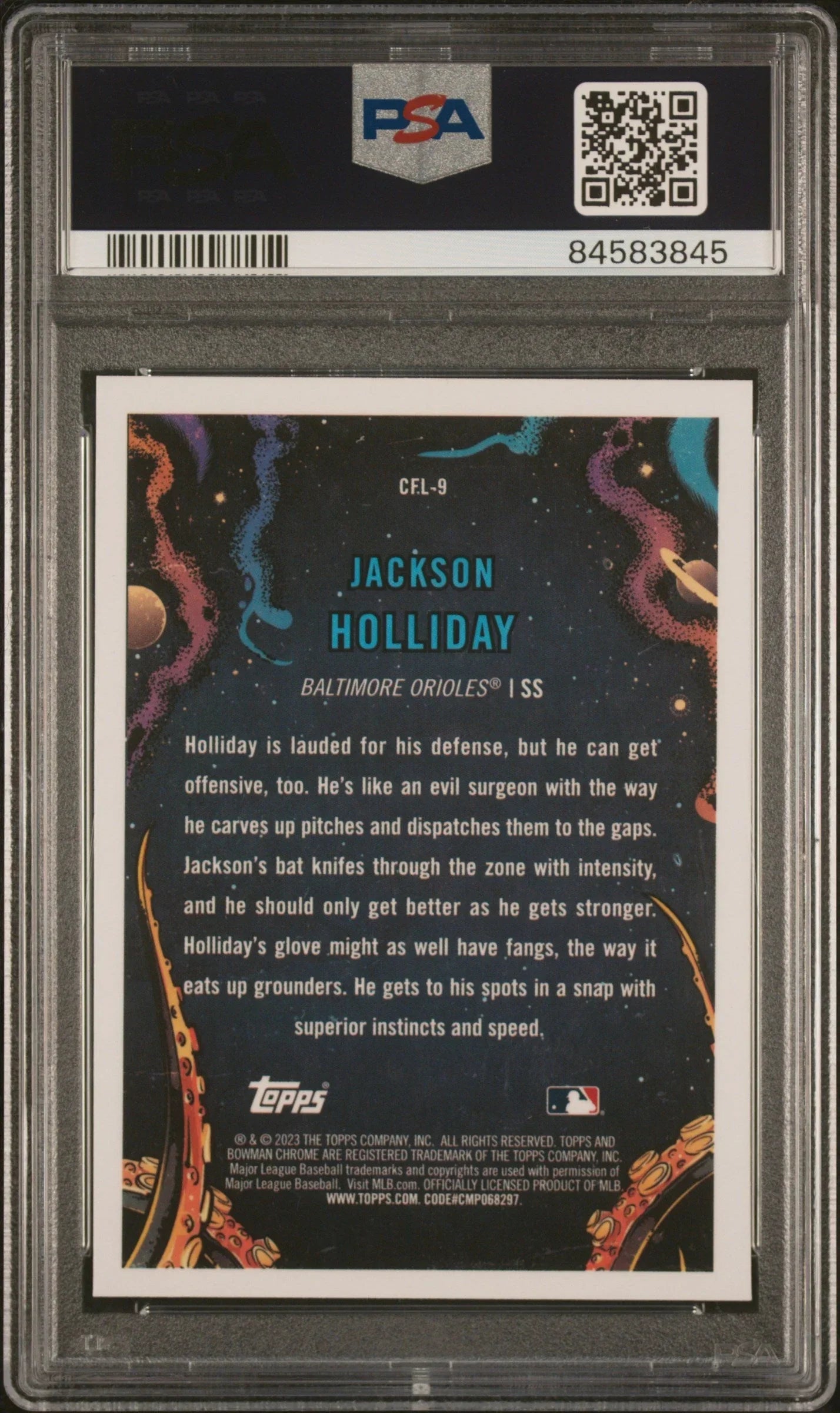 Graded 2023 Topps Bowman Chrome Jackson Holliday #CFL9 It Came For The League Rookie RC Baseball Card PSA 10 Gem Mint