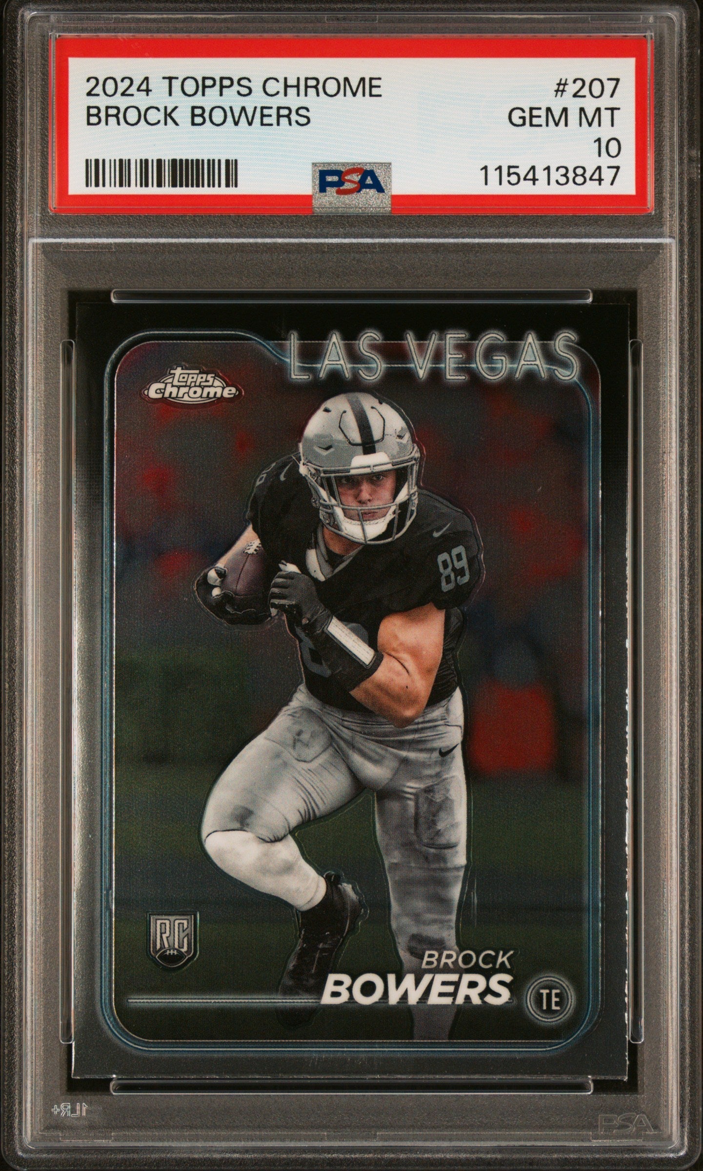 Graded 2024 Topps Chrome Brock Bowers #207 Rookie RC Football Card PSA 10 Gem Mint
