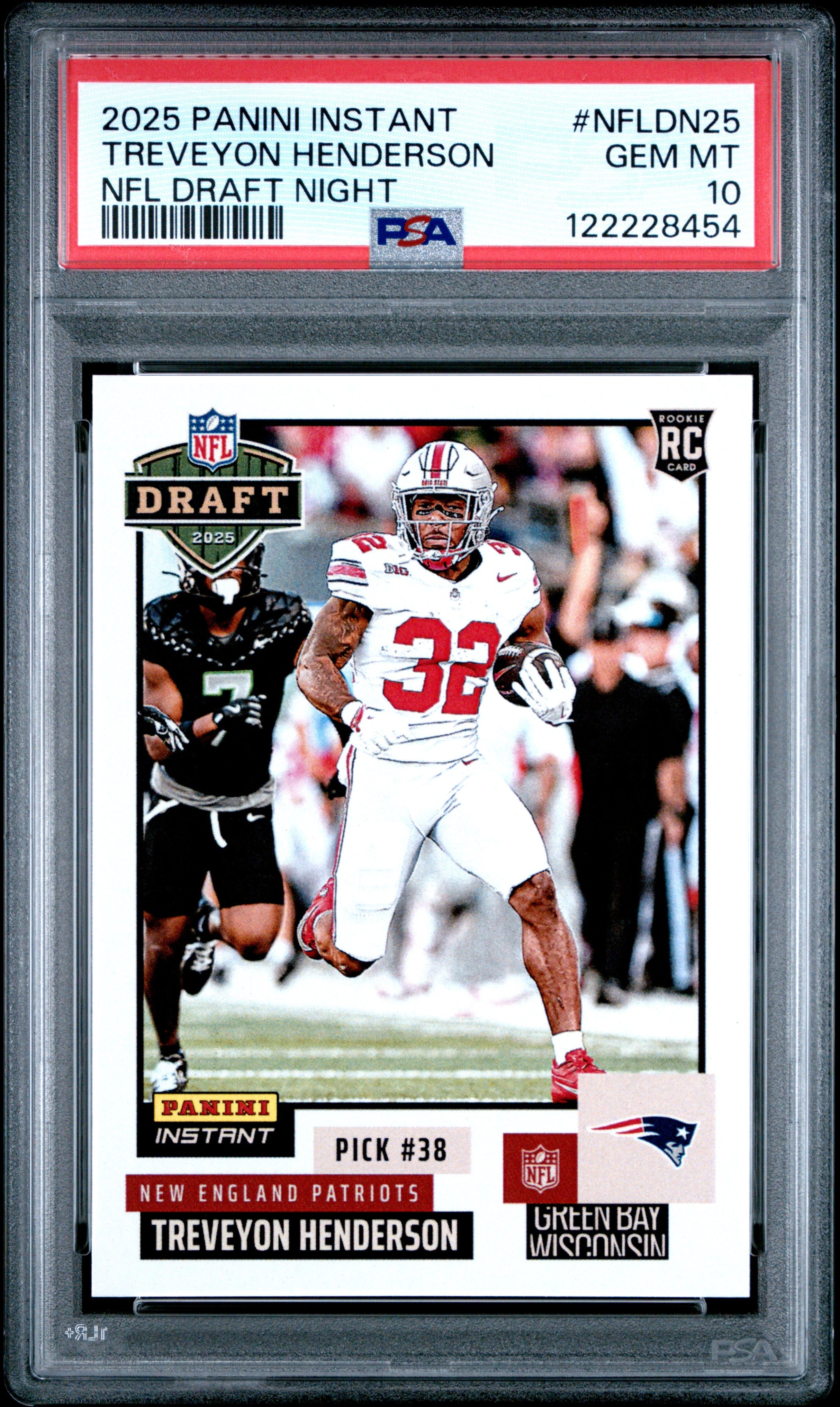Graded 2025 Panini Instant TreVeyon Henderson #NFLDN25 NFL Draft Night Rookie RC Football Card PSA 10 Gem Mint