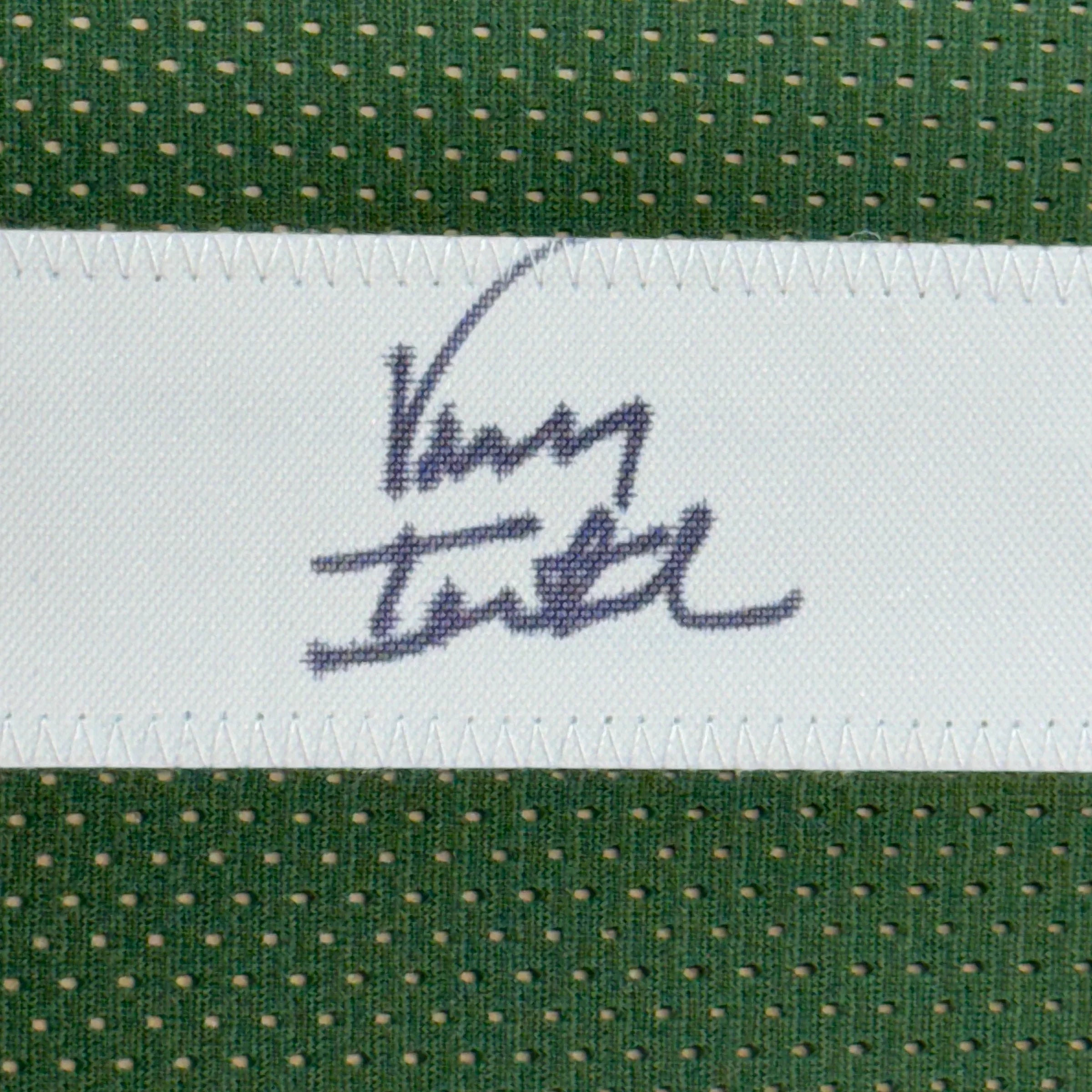 Framed Autographed/Signed Vinny Testaverde 35x39 New York Green Football Jersey JSA COA