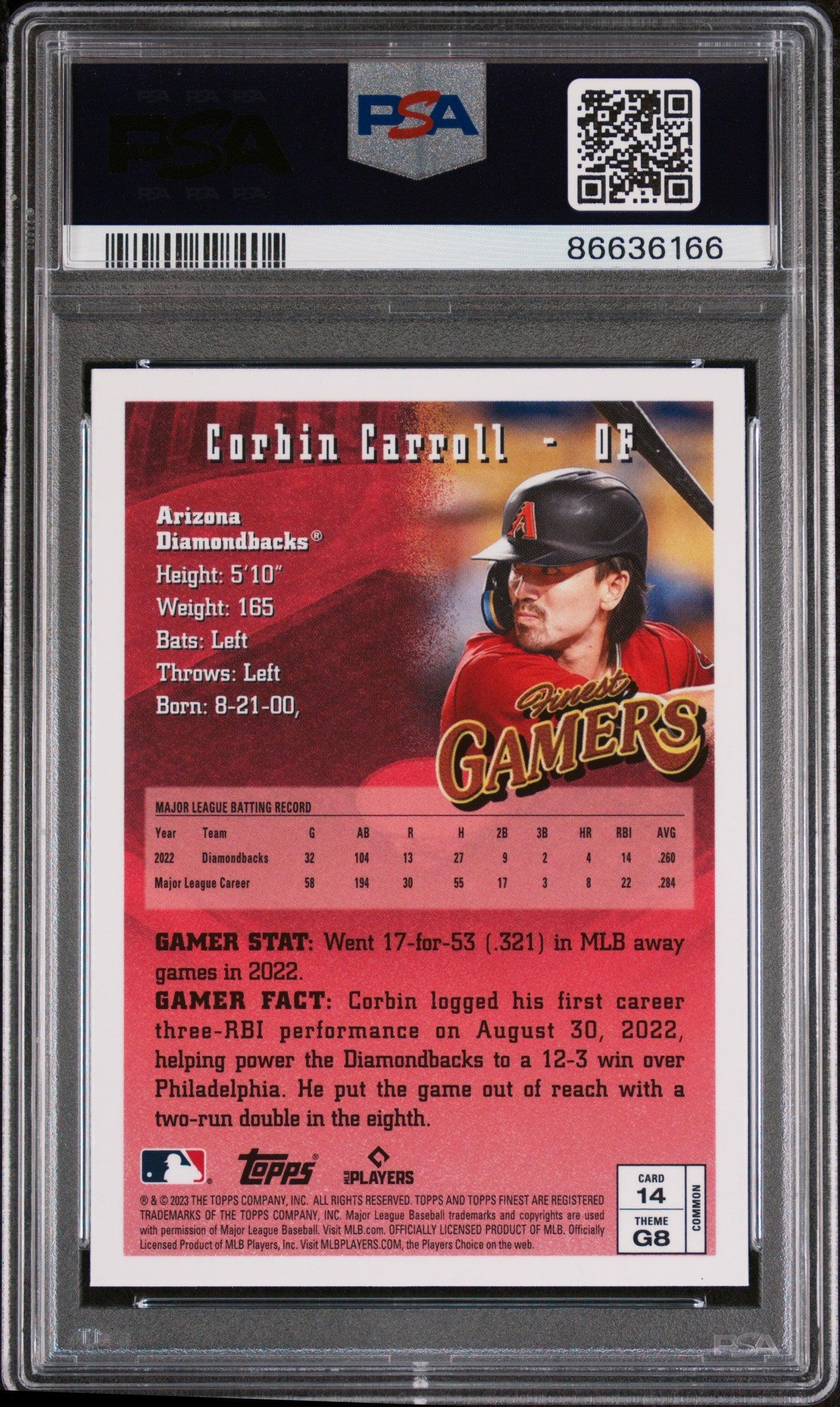 2023 TOPPS FINEST FLASHBACKS CORBIN CARROLL  #14 - PSA 10