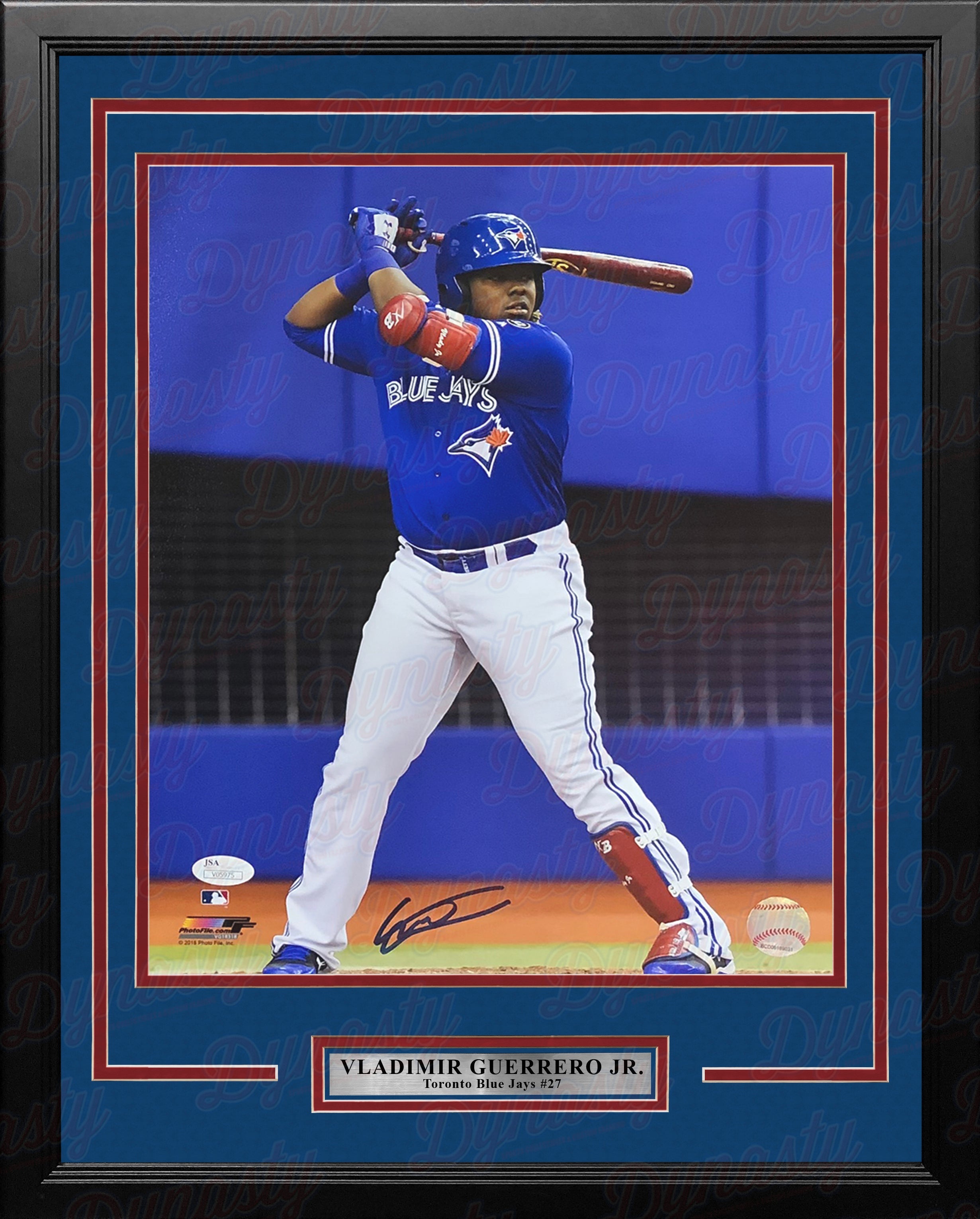 Vladimir Guerrero, Jr. At-Bat Toronto Blue Jays Autographed Framed Baseball Photo