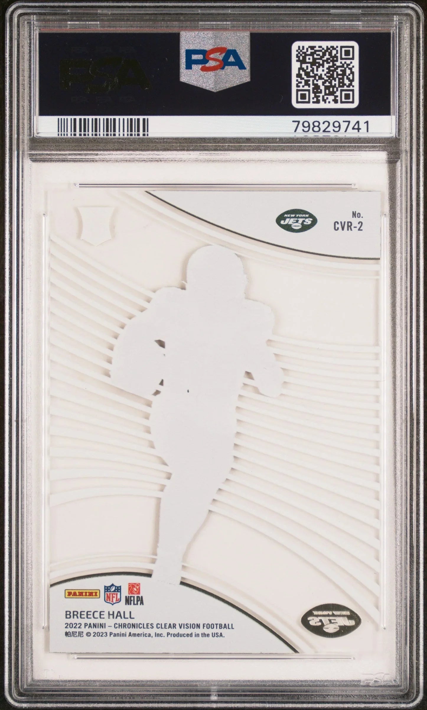 Graded 2022 Panini Chronicles Breece Hall #CVR2 Clear Vision Rookie RC Football Card PSA 10 Gem Mint