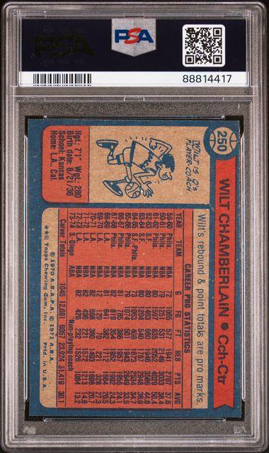 Graded 1974 Topps Wilt Chamberlain #250 Basketball Card PSA 6 EX-MT