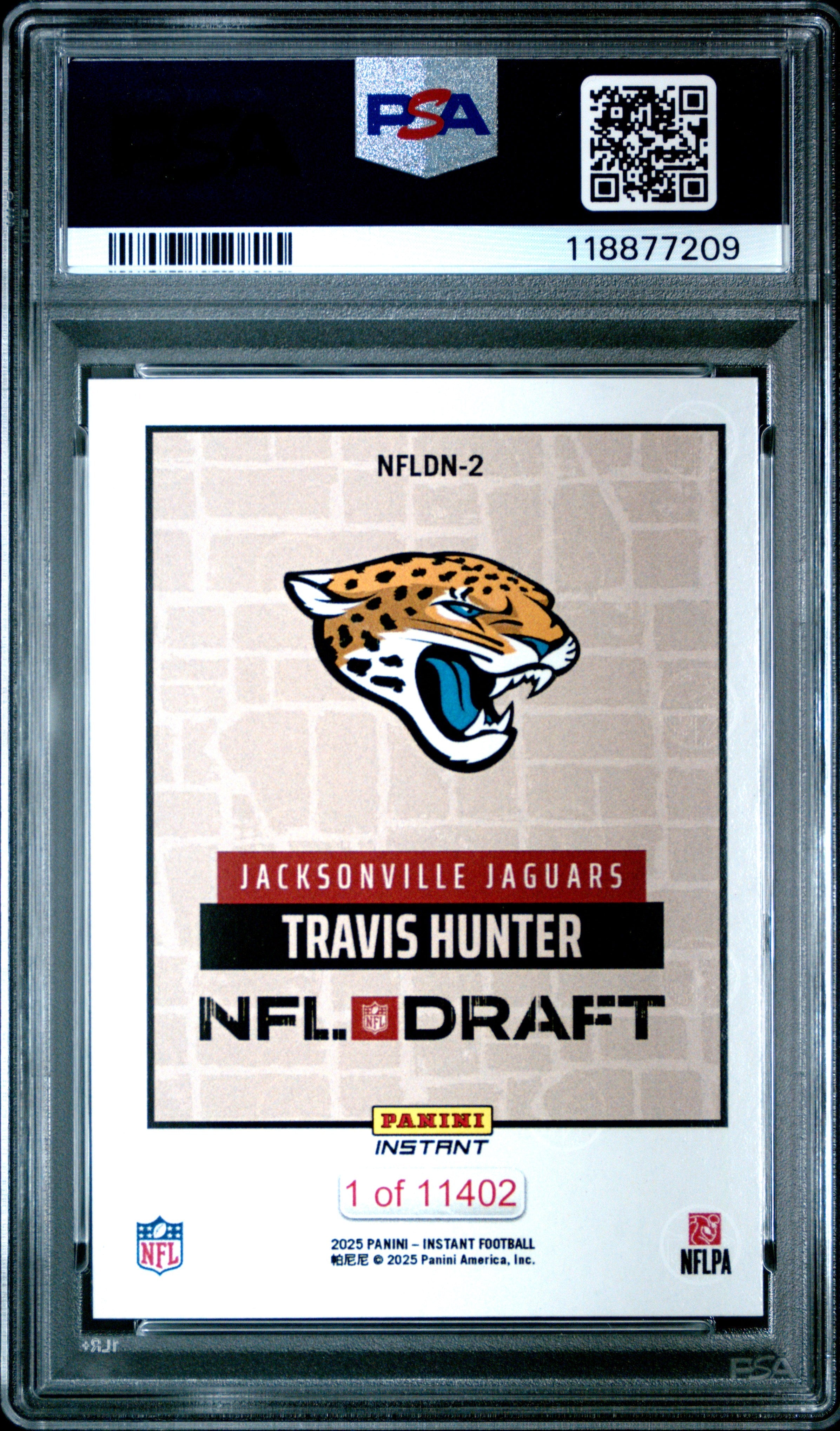 Graded 2025 Panini Instant Travis Hunter #NFLDN2 NFL Draft Night Rookie RC Football Card PSA 10 Gem Mint
