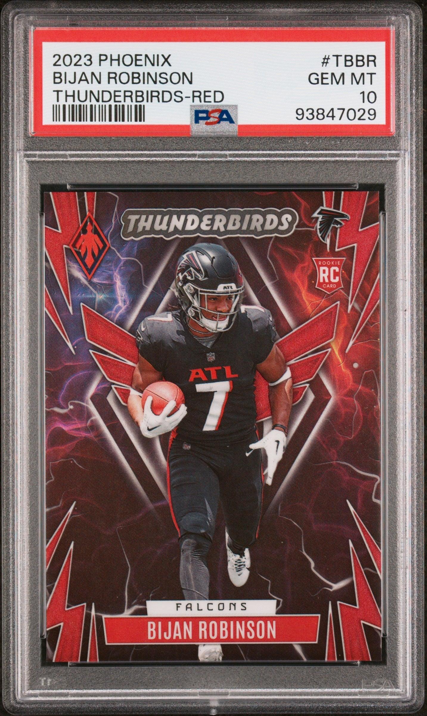 Graded 2023 Panini Phoenix Bijan Robinson #TBBR1 Thunderbirds Red #/199 Rookie RC Football Card PSA 10 Gem Mint