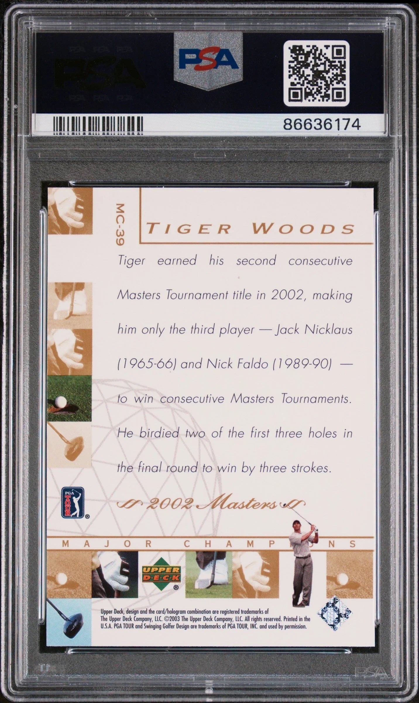 2003 UPPER DECK MAJOR CHAMPIONS TIGER WOODS #MC-39 - PSA 10