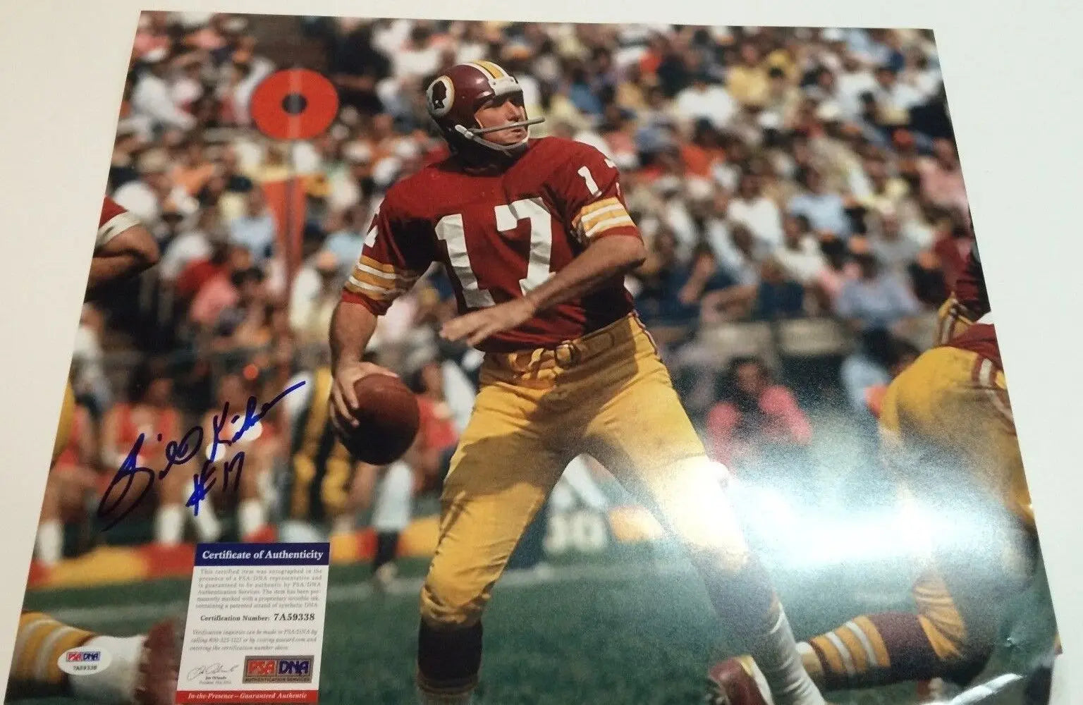 Washington Football Billy Kilmer Autographed Signed 16X20 Photo Psa Coa