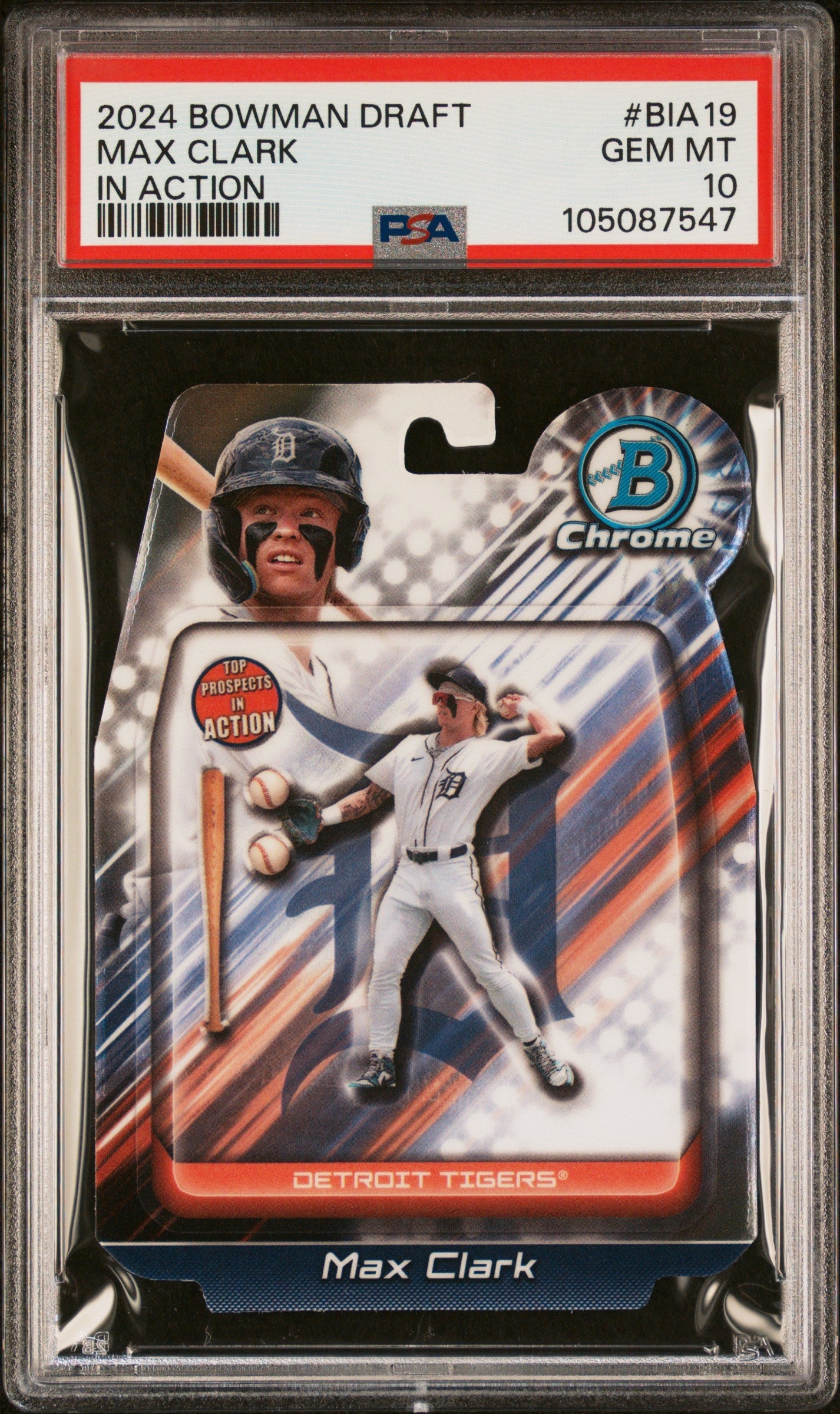 Graded 2024 Topps Bowman Draft Max Clark #BIA19 In Action Rookie RC Baseball Card PSA 10 Gem Mint