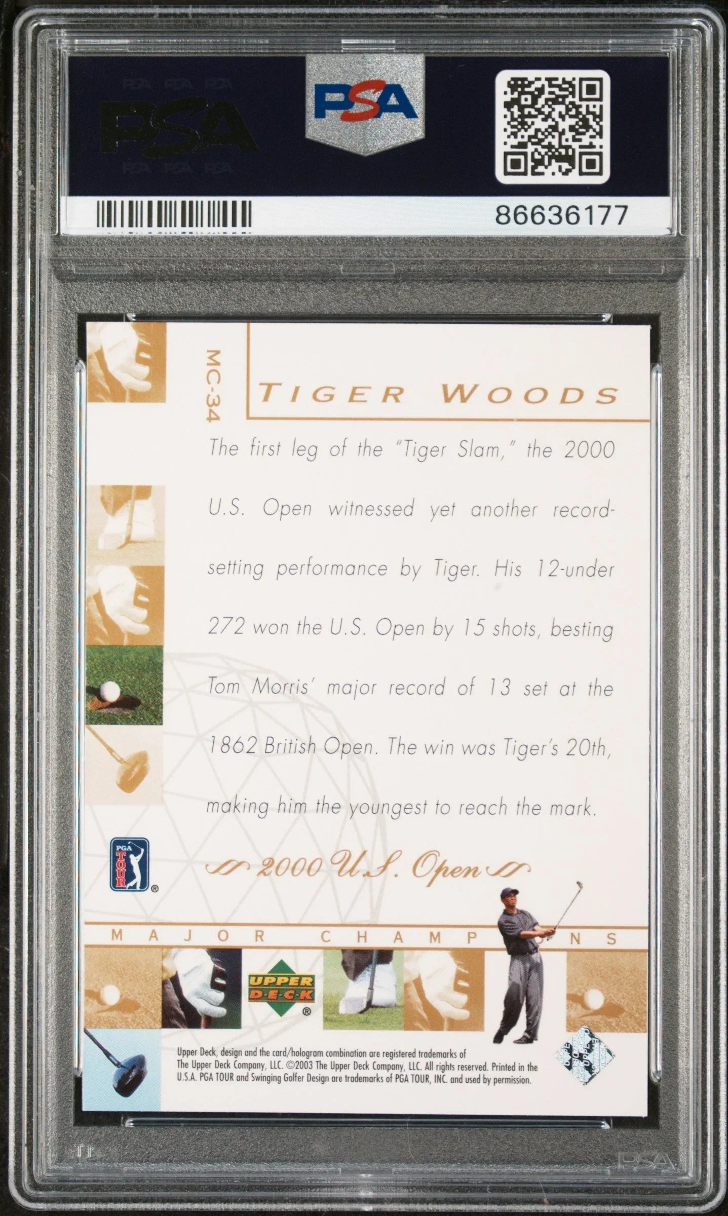 2003 UPPER DECK MAJOR CHAMPIONS TIGER WOODS MAJOR CHAMPIONS #MC-34 - PSA 9