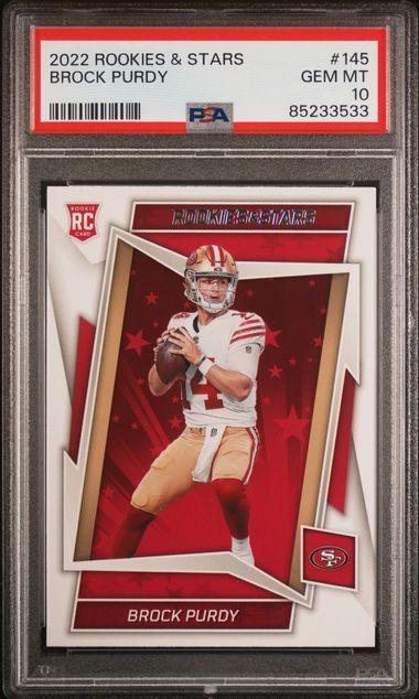 Graded 2022 Panini Rookies & Stars Brock Purdy #145 Rookie RC Football Card PSA 10 Gem Mint