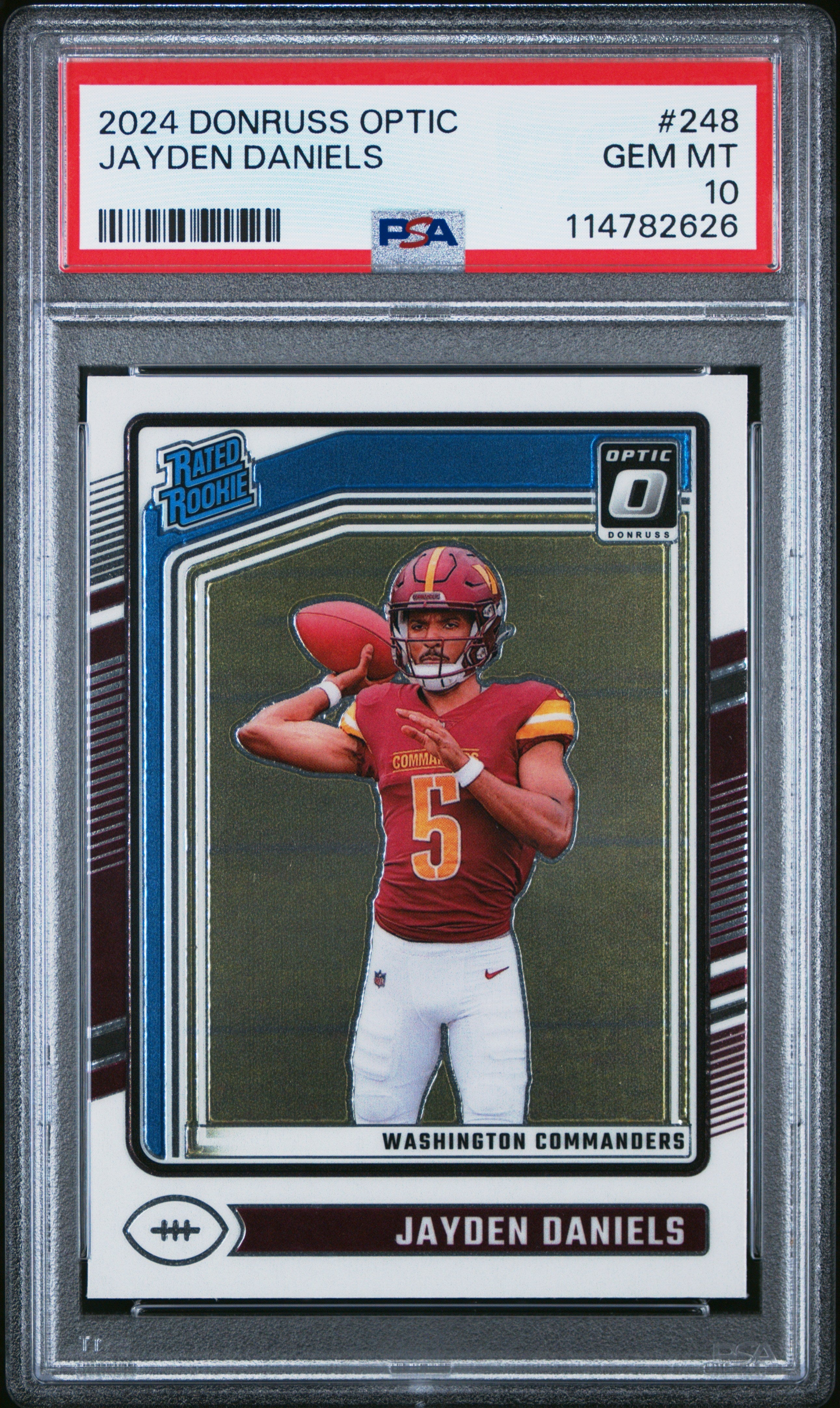 Graded 2024 Panini Donruss Optic Jayden Daniels #248 Rookie RC Football Card PSA 10 Gem Mint