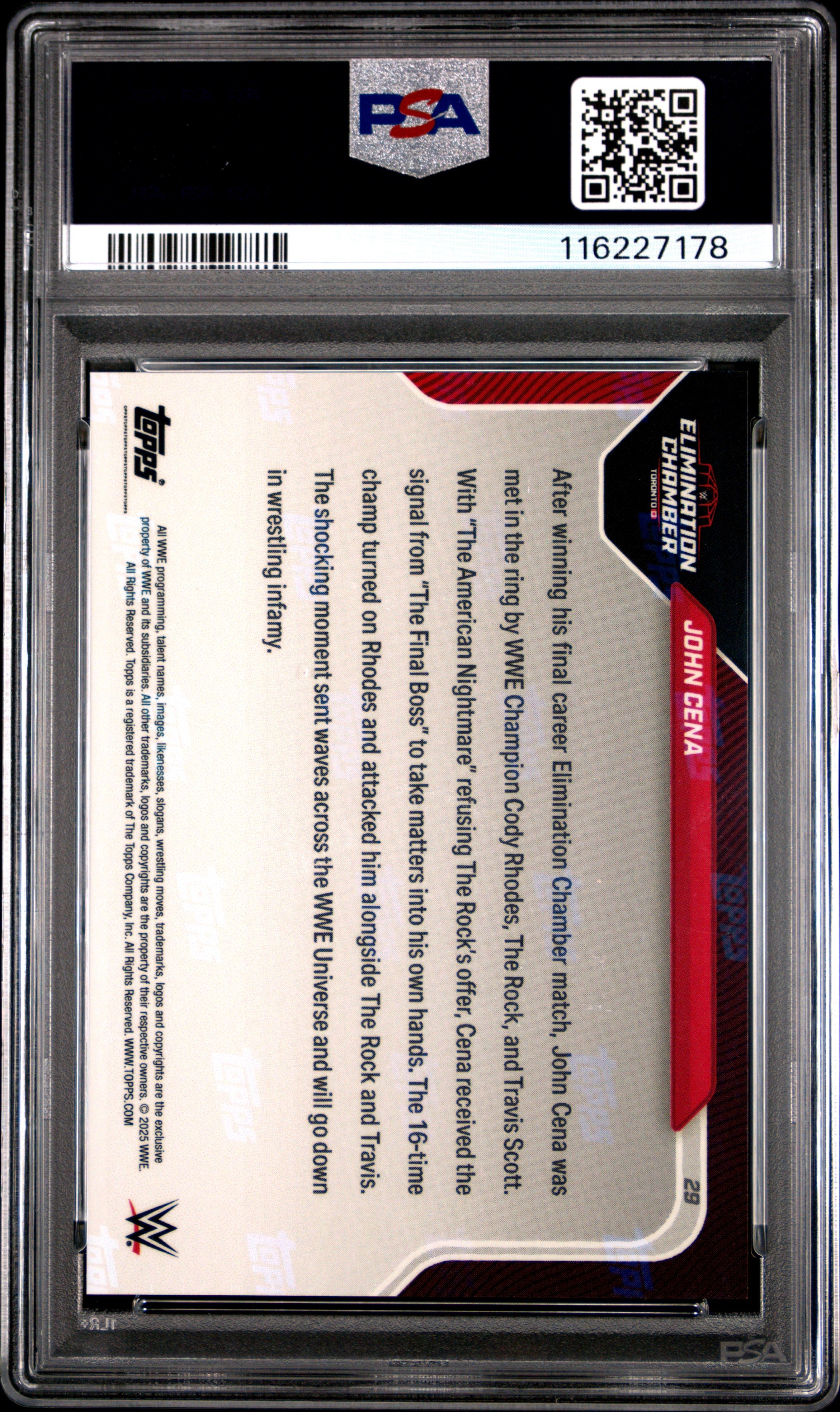 Graded 2025 Topps Now WWE John Cena #29 Wrestling Card PSA 10 Gem Mint