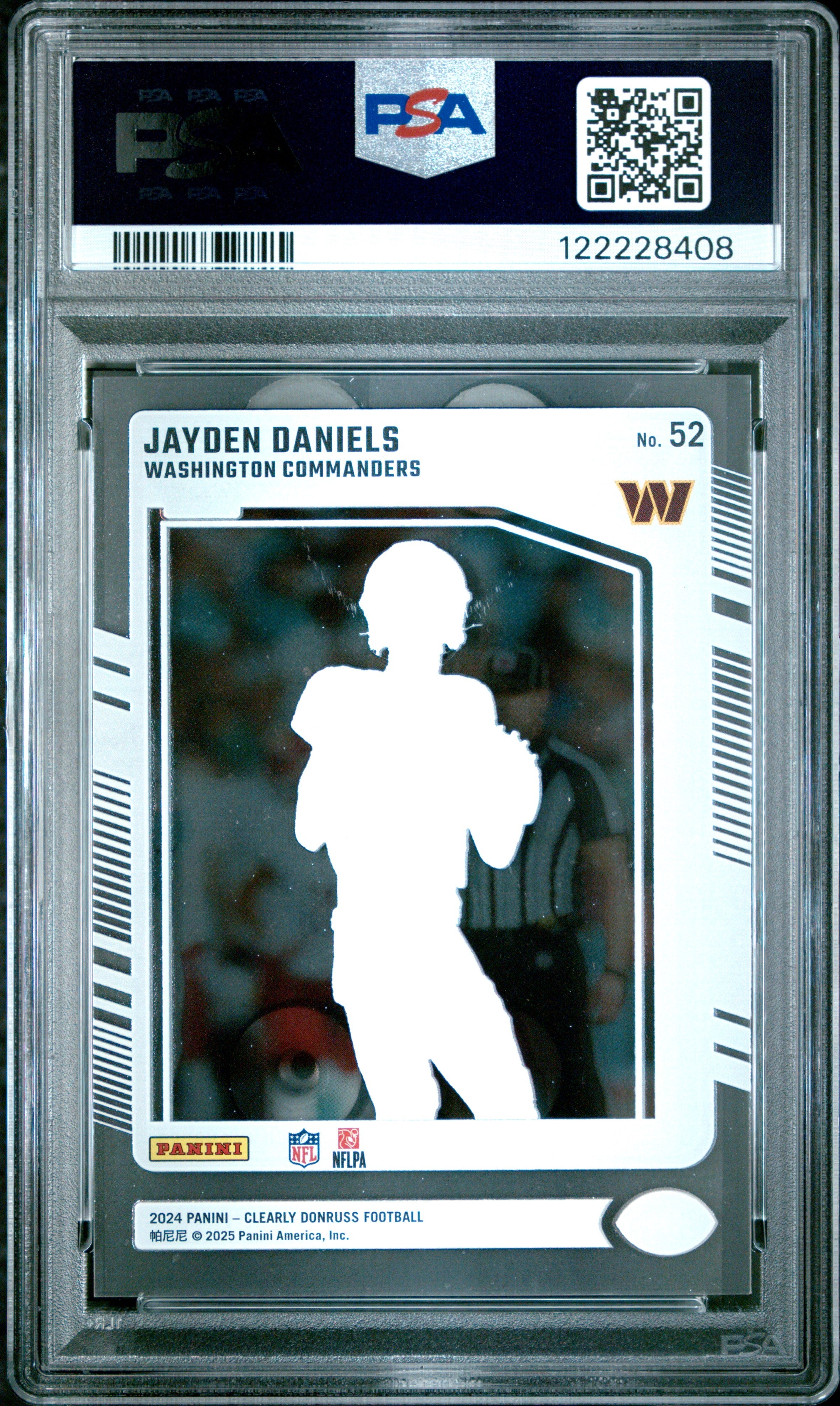 Graded 2024 Panini Clearly Donruss Jayden Daniels #52 Rookie RC Football Card PSA 9 Mint