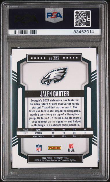 Graded 2023 Panini Score Jalen Carter #369 Gold Zone Rookie RC Football Card PSA 10 Gem Mint