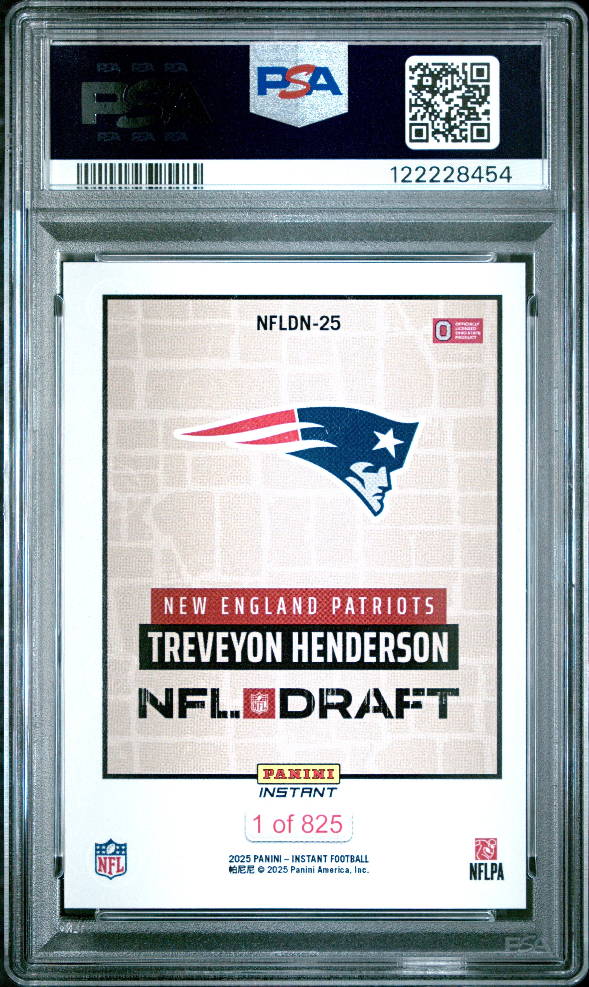 Graded 2025 Panini Instant TreVeyon Henderson #NFLDN25 NFL Draft Night Rookie RC Football Card PSA 10 Gem Mint