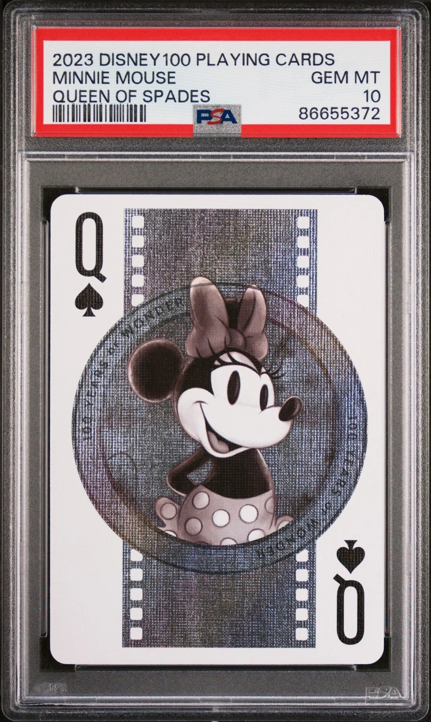 2023 DISNEY 100 PLAYING CARDS MINNIE MOUSE QUEEN OF SPADES PSA 10