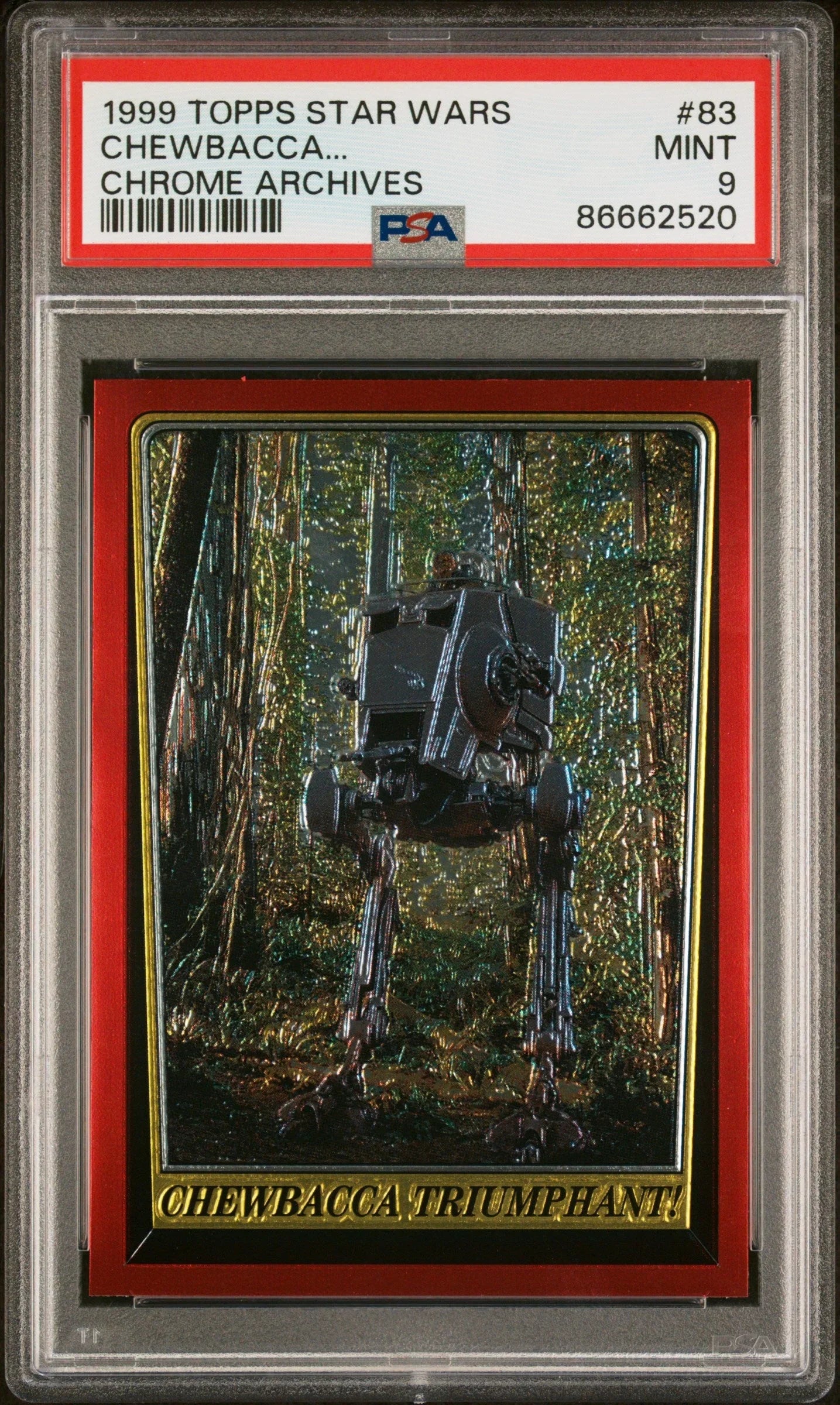 1999 TOPPS CHROME STAR WARS CHROME ARCHIVES CHEWBACCA... CHROME ARCHIVES #83 - PSA 9