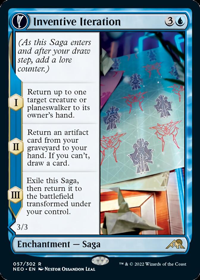 Inventive Iteration // Living Breakthrough (NEO-057) - Kamigawa: Neon Dynasty: (fandfc, enchantment) Foil