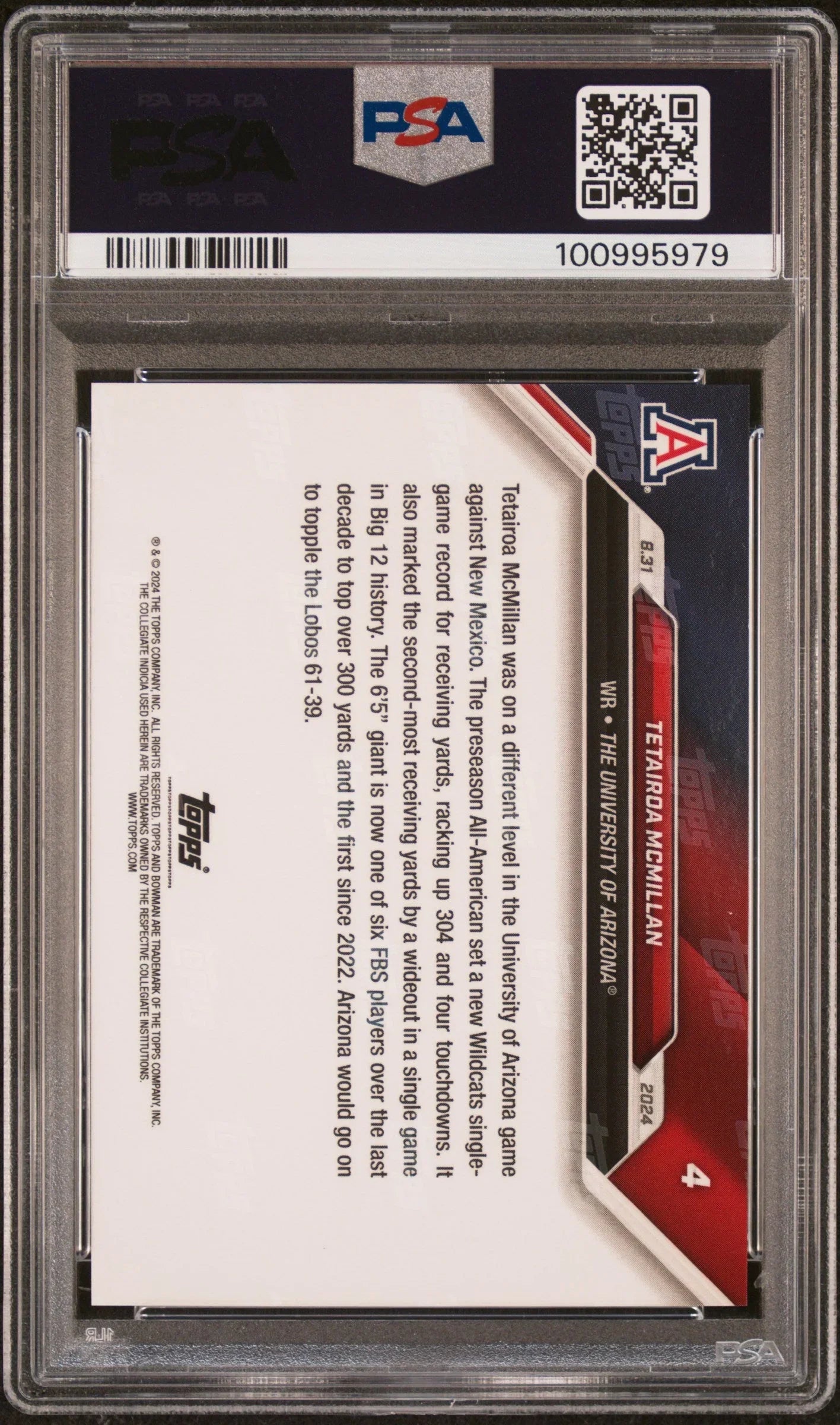 Graded 2024 Topps Bowman U Now Tetairoa McMillan #4 Rookie RC Football Card PSA 10 Gem Mint