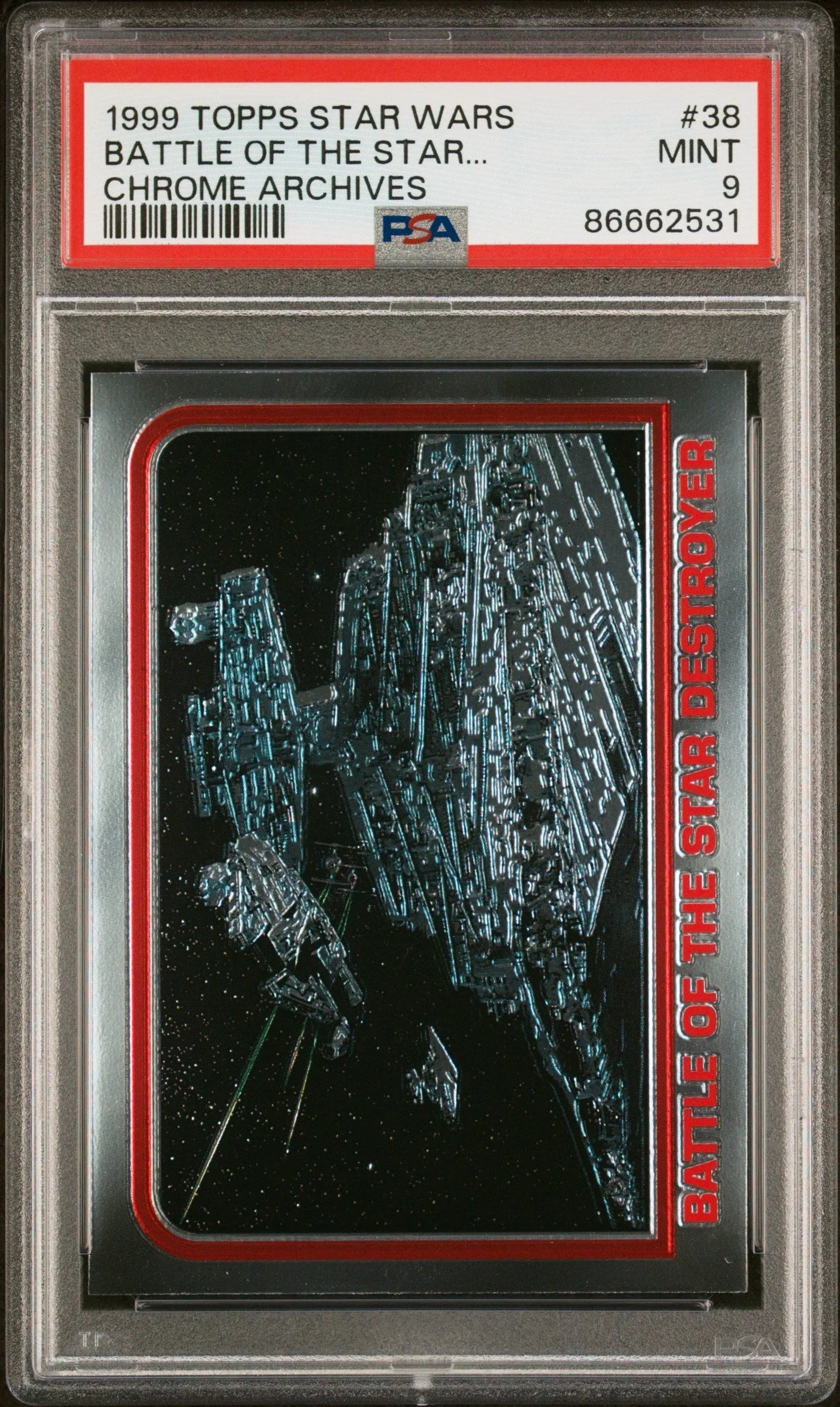 1999 TOPPS CHROME STAR WARS CHROME ARCHIVES BATTLE OF THE STAR... CHROME ARCHIVES #38 - PSA 9