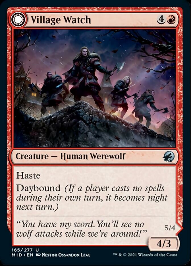 Village Watch // Village Reavers (MID-165) - Innistrad: Midnight Hunt: (Double Faced Transform) Foil