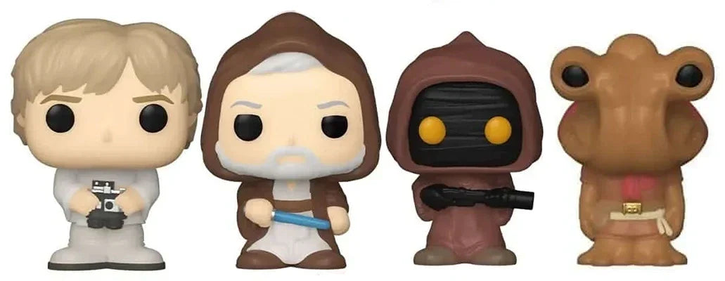 Out-Of-Box Bitty Pop! Luke, Obi-Wan, Jawa, & Hammerhead (Series 1) 4-Pack w/ Shelf