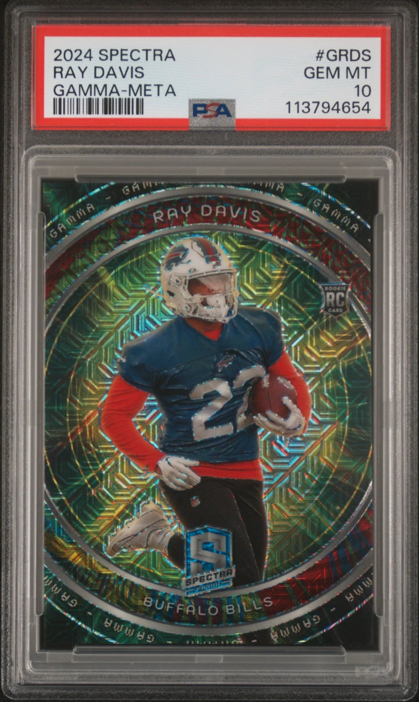 Graded 2024 Panini Spectra Ray Davis #GRDSS Gamma Meta /30 Rookie RC Football Card PSA 10 Gem Mint