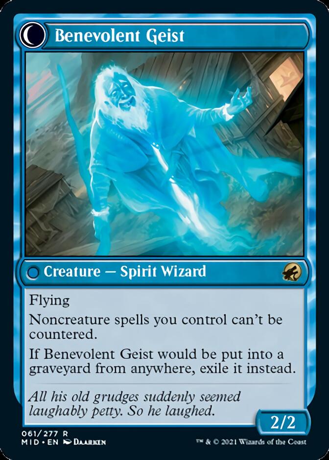 Malevolent Hermit // Benevolent Geist (MID-061) - Innistrad: Midnight Hunt: (Double Faced Transform) Foil