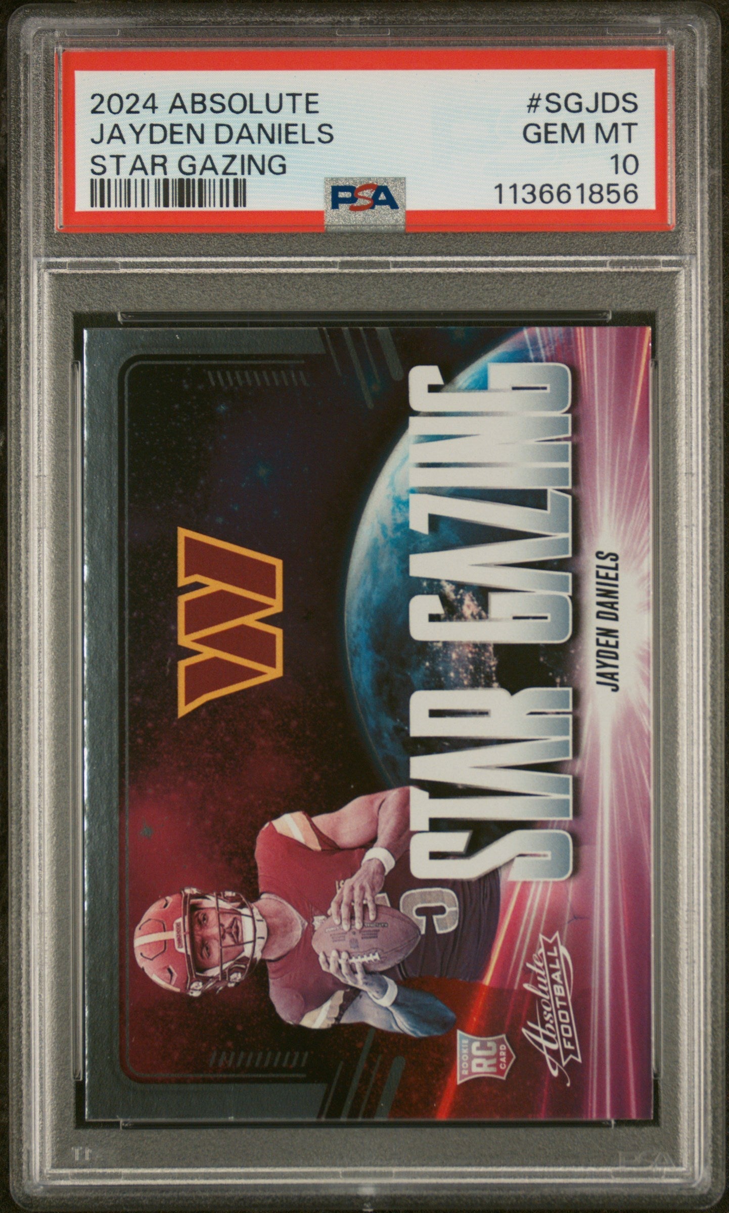 Graded 2024 Panini Absolute Jayden Daniels #SGJDS Star Gazing Rookie RC Football Card PSA 10 Gem Mint