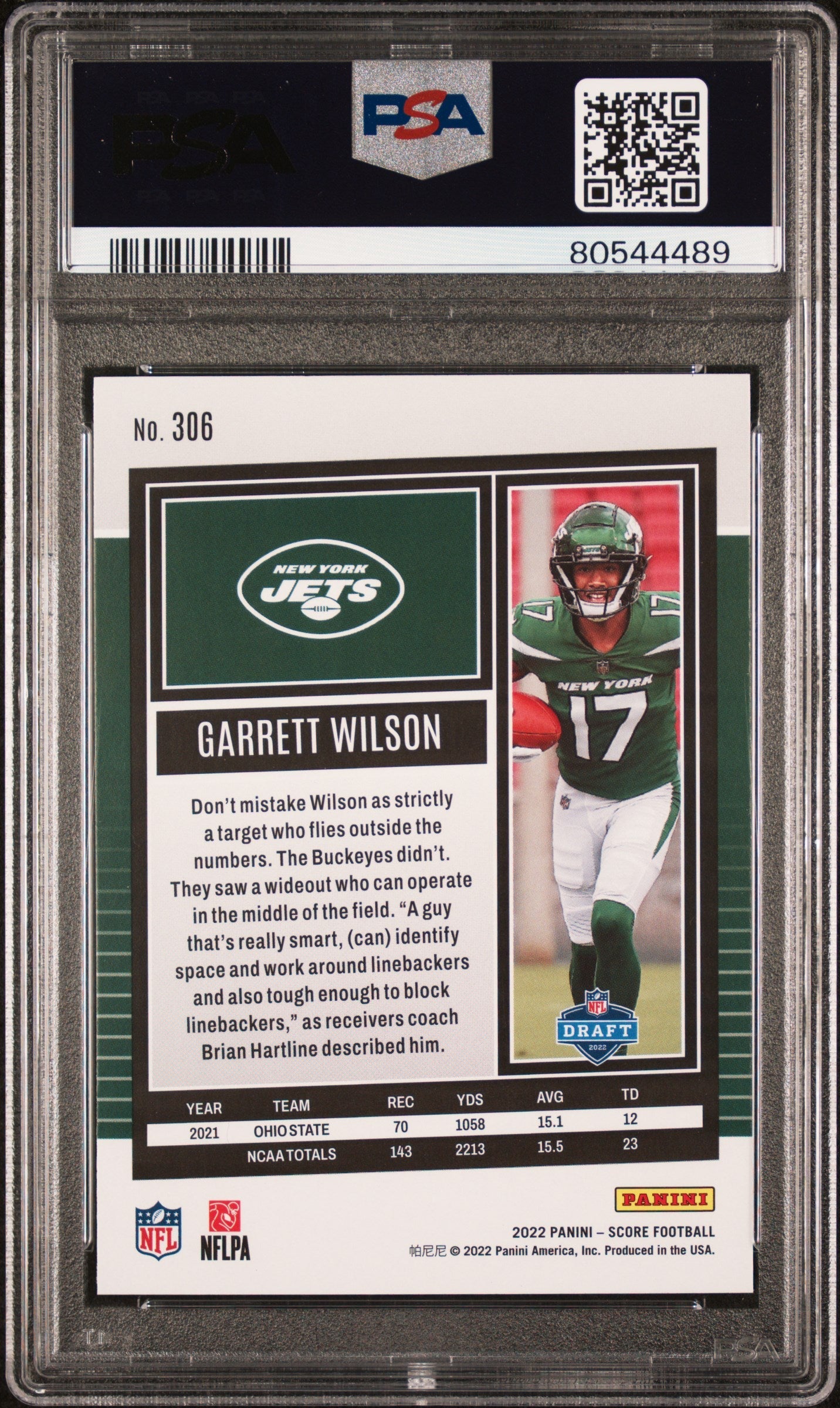 Graded 2022 Panini Donruss Garrett Wilson #306 Gold Rookie RC Football Card PSA 10 Gem Mint