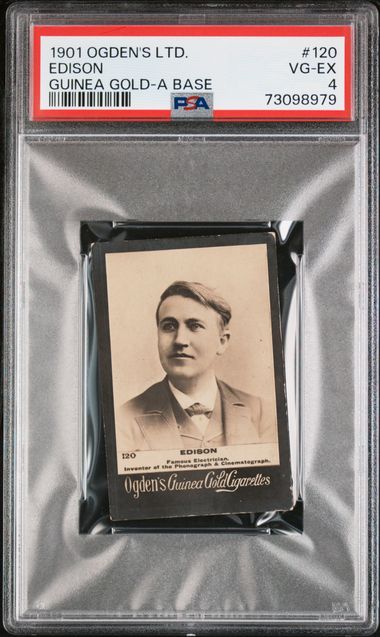 Graded 1901 Ogden's LTD. Guinea Gold-A Base Edison #120 Baseball Tobacco Card PSA 4 VG-EX