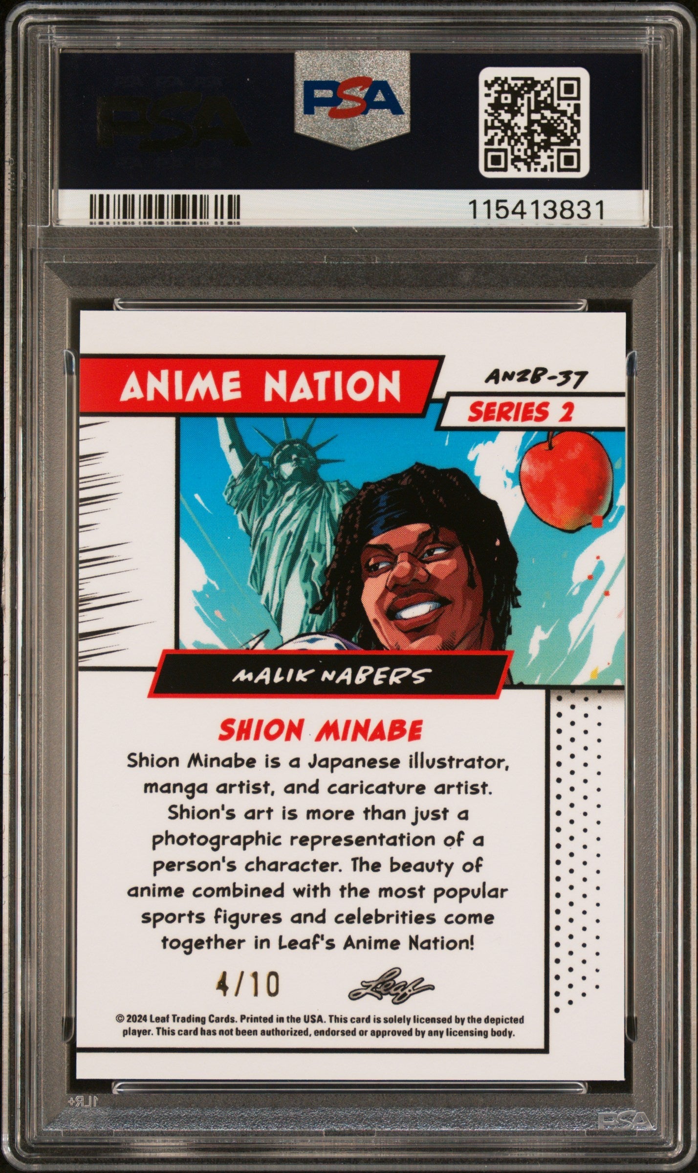 Graded 2024 Leaf Web Exclusives Malik Nabers #37 Anime Nation Series 2 Pink /10 Football Card PSA 8 Near Mint