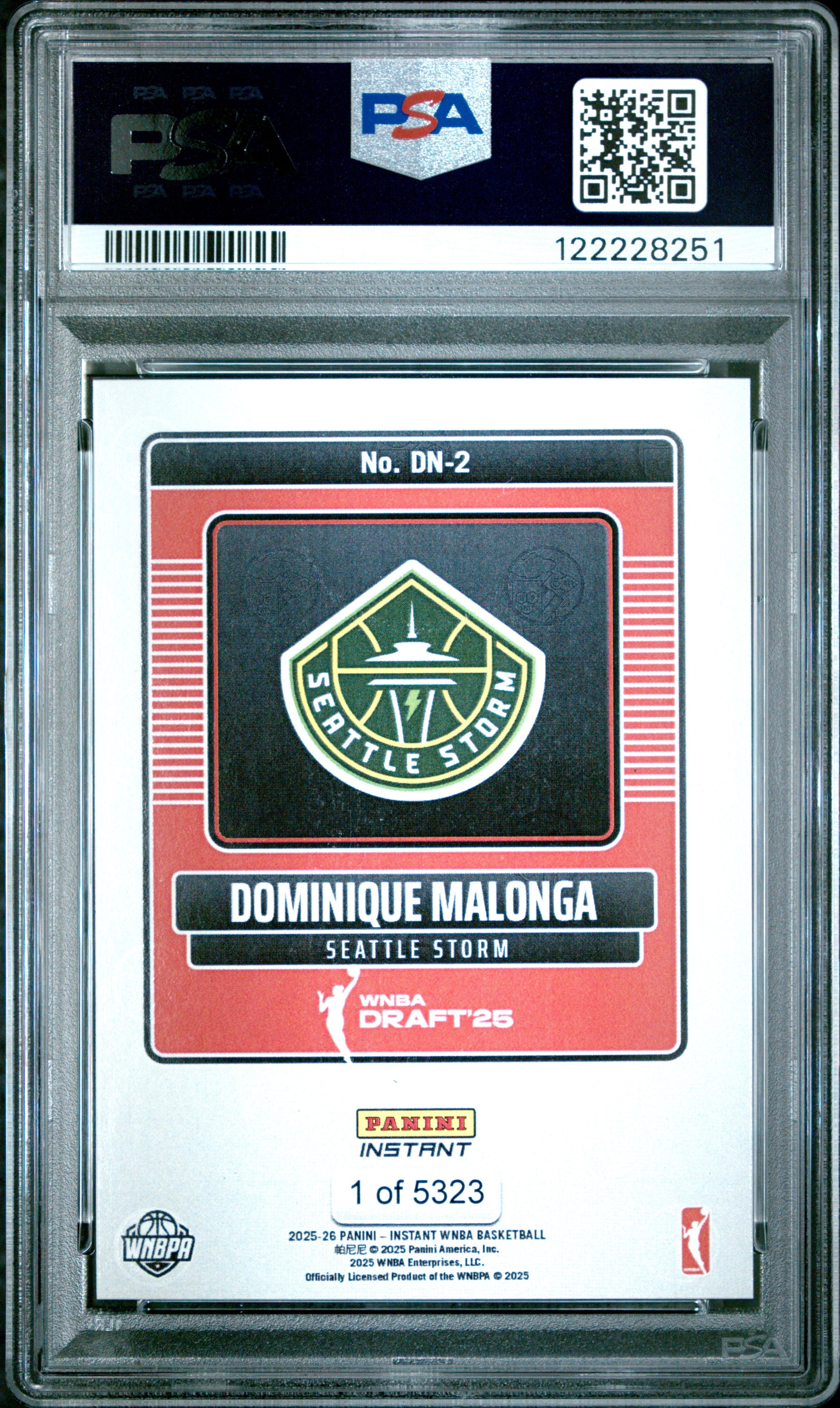 Graded 2025 Panini Instant Dominque Malonga #DN2 Draft Night Rookie RC Basketball Card PSA 9 Mint