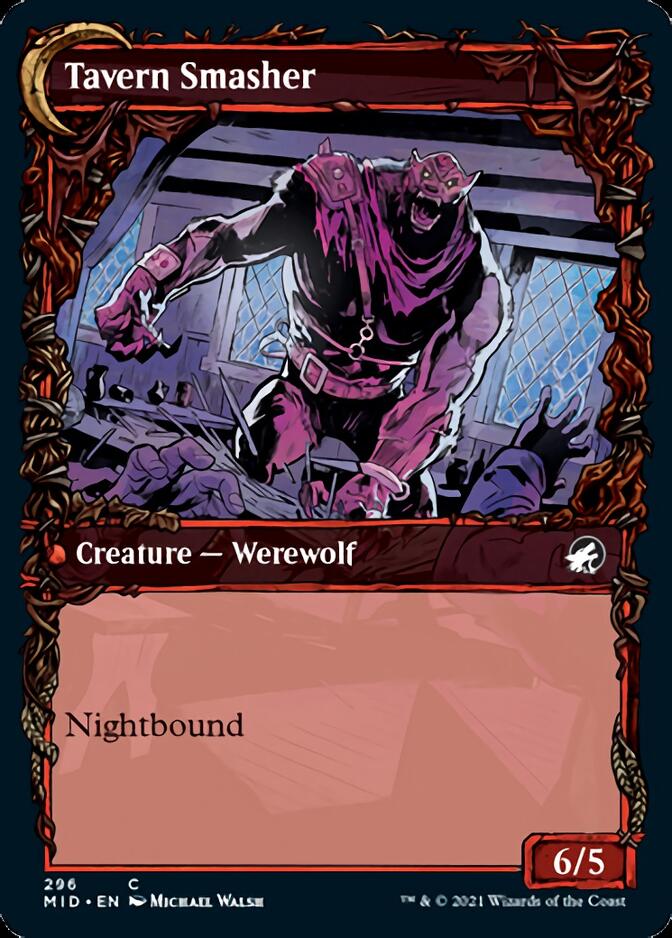 Tavern Ruffian // Tavern Smasher (MID-296) - Innistrad: Midnight Hunt: (Showcase, Double Faced Transform)