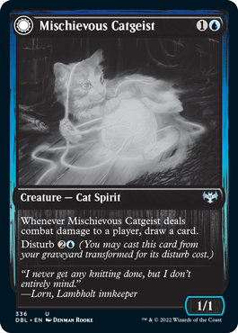 Mischievous Catgeist // Catlike Curiosity (DBL-336) - Innistrad: Double Feature: (Double Faced Transform) Foil