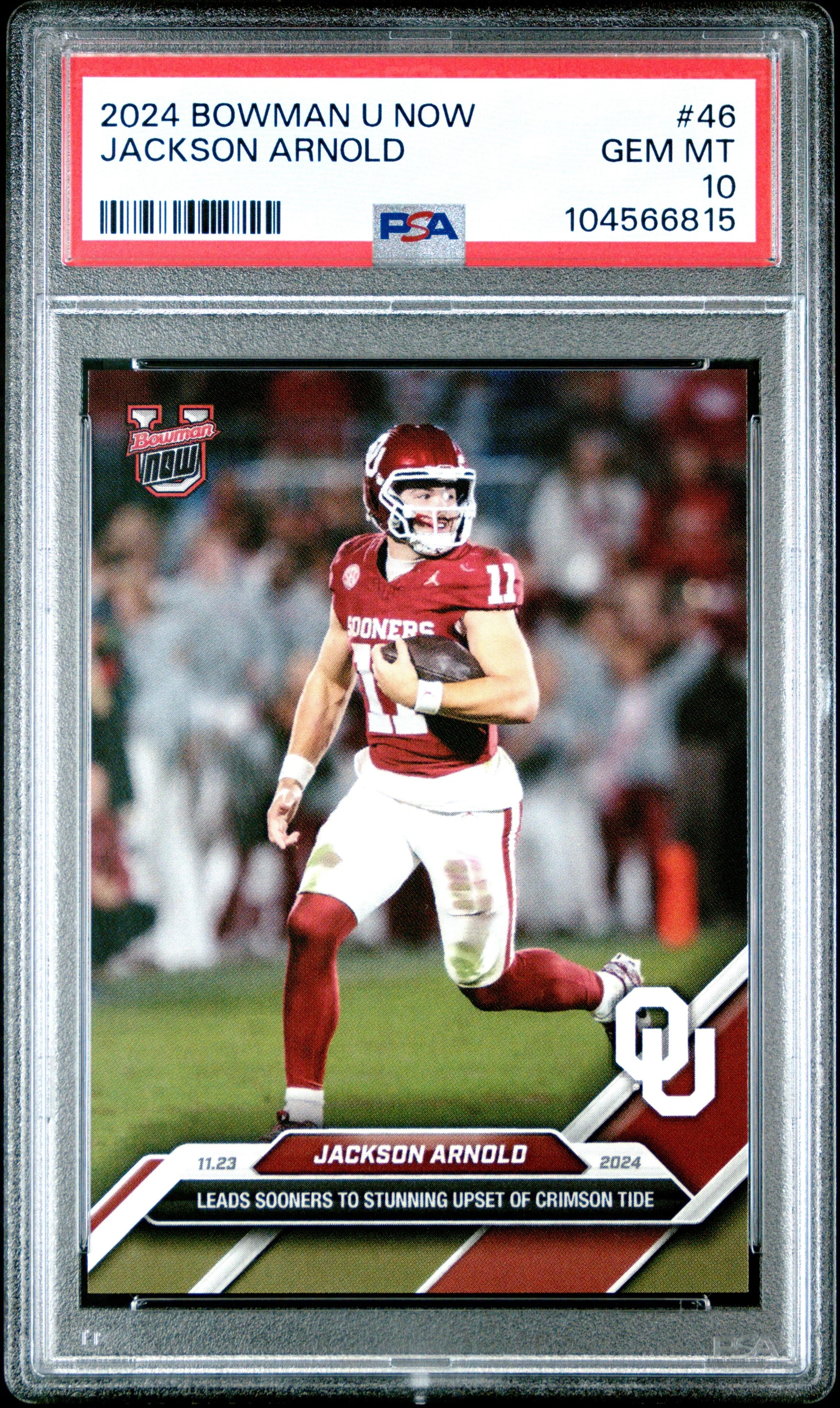 Graded 2024 Topps Bowman U Now Jackson Arnold #46 Rookie RC Football Card PSA 10 Gem Mint