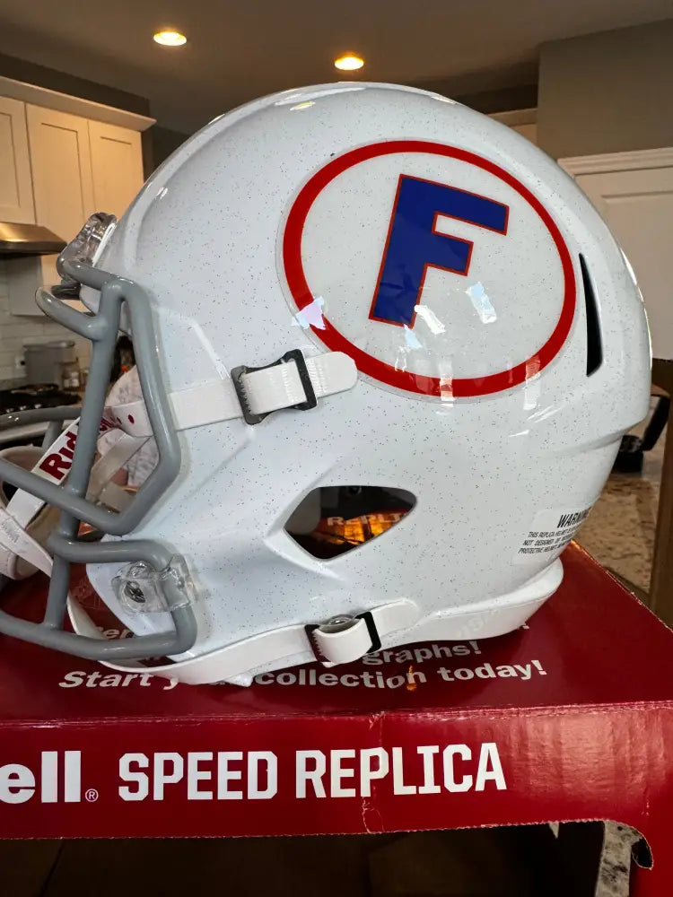 Florida Gators Full Size Speed Replica Throwback Football Helmet White w/Gray Mask- NCAA