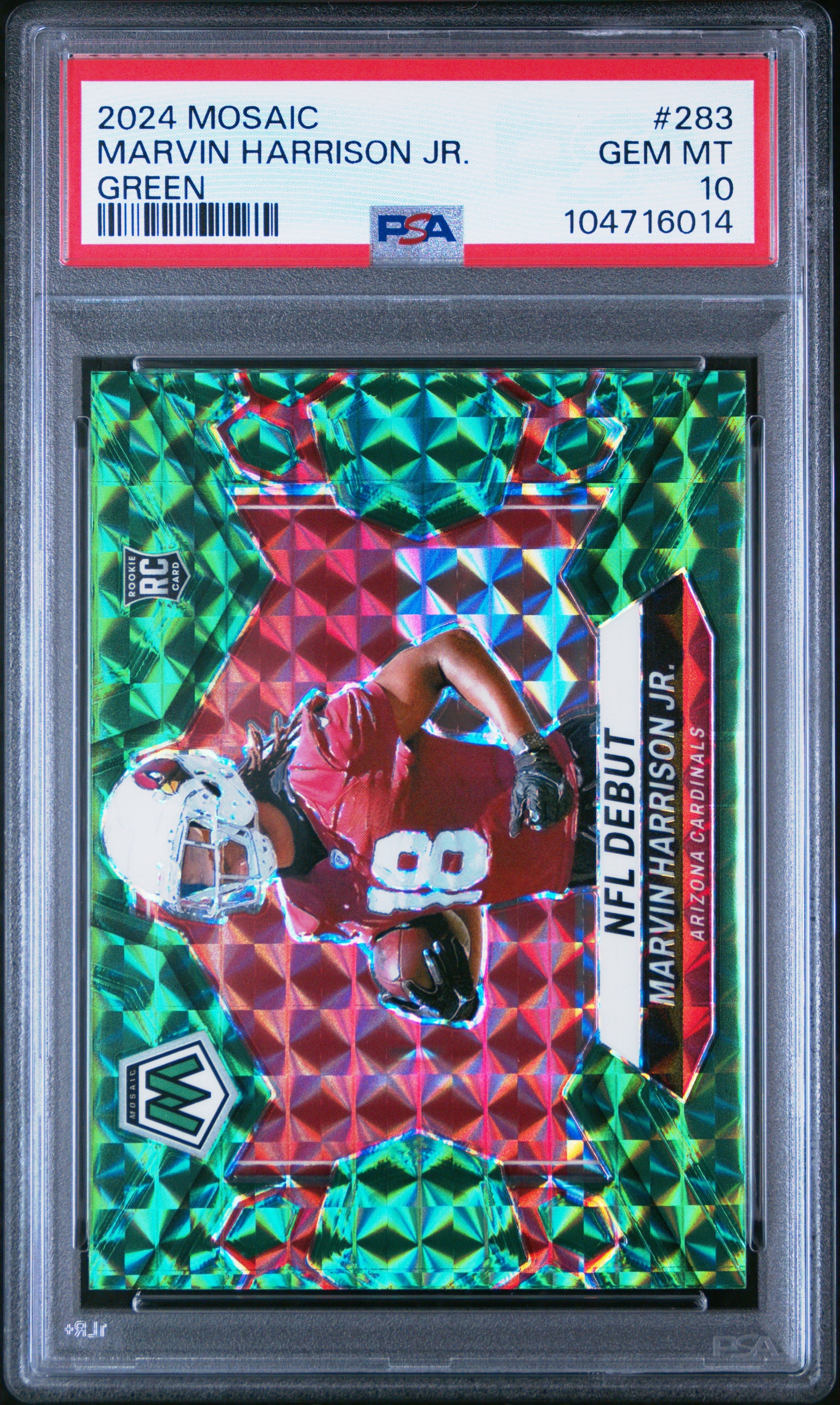 Graded 2024 Panini Mosaic Marvin Harrison Jr #283 Green Rookie RC Football Card PSA 10 Gem Mint