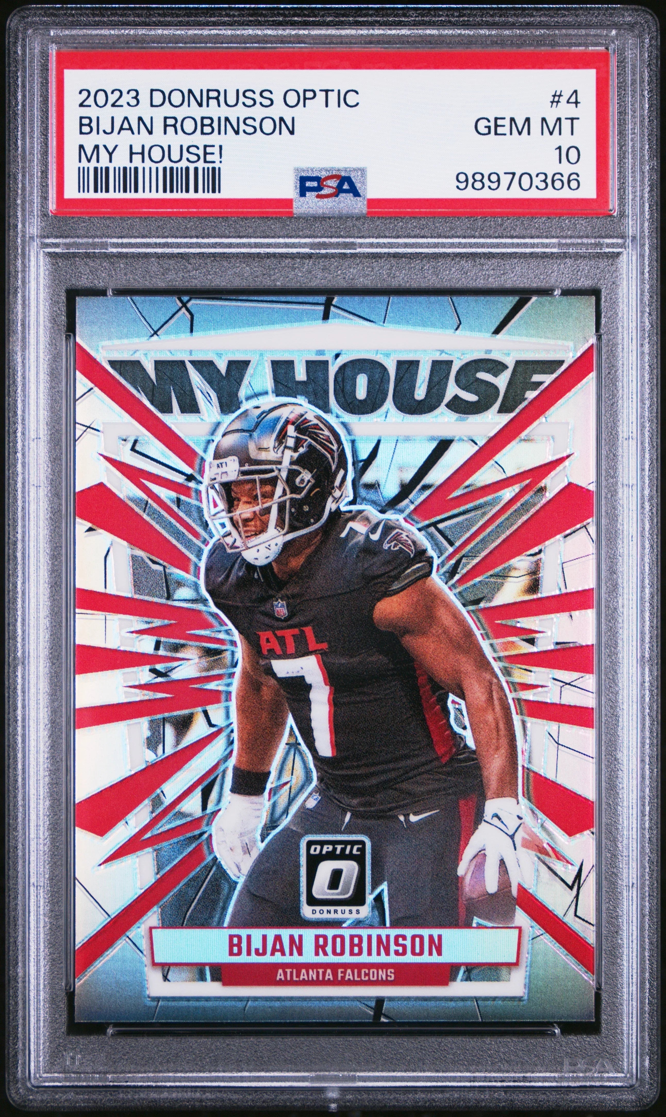 Graded 2023 Panini Donruss Optic Bijan Robinson #4 My House Rookie RC Football Card PSA 10 Gem Mint