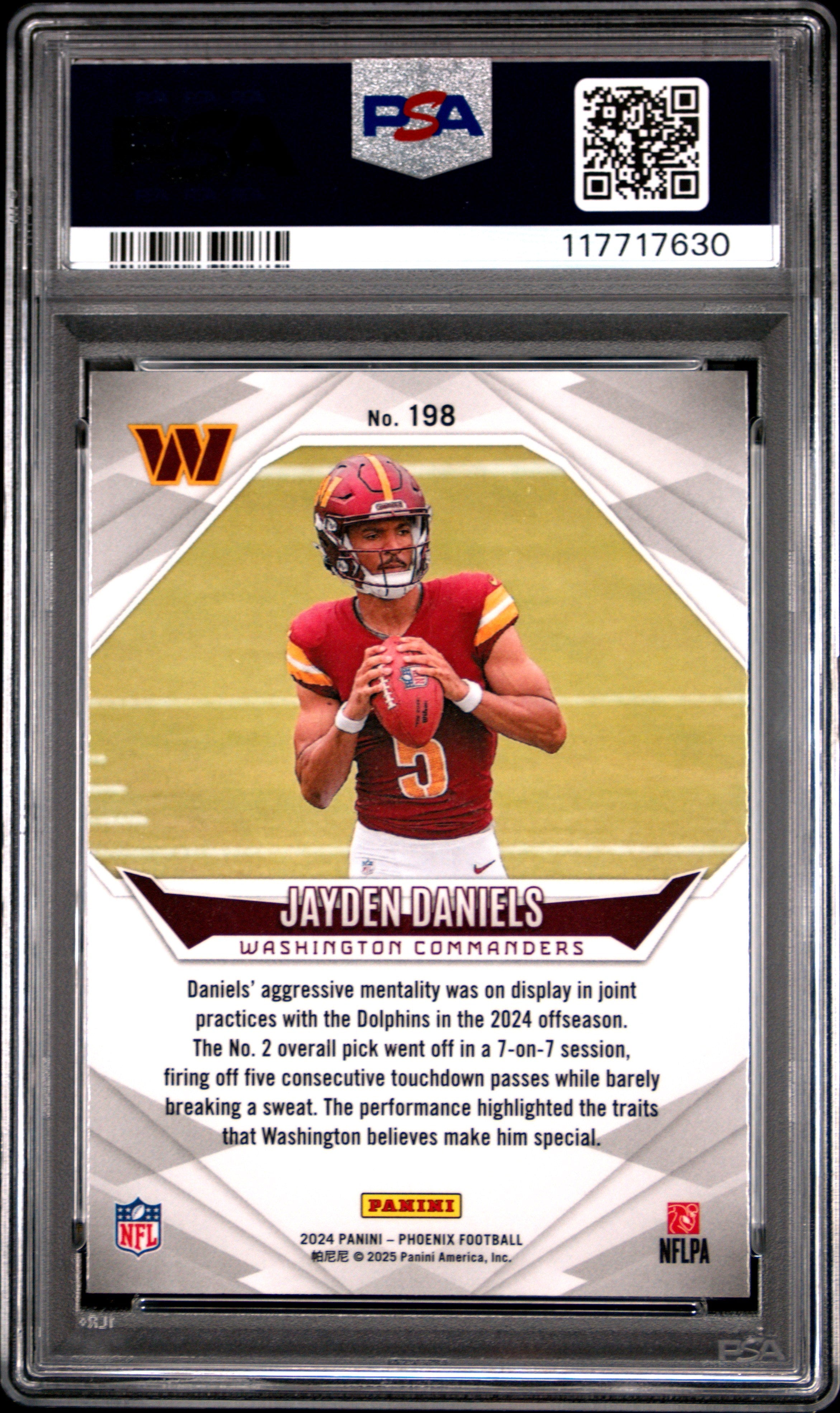 Graded 2024 Panini Phoenix Jayden Daniels #198 Silver Rookie RC Football Card PSA 10 Gem Mint