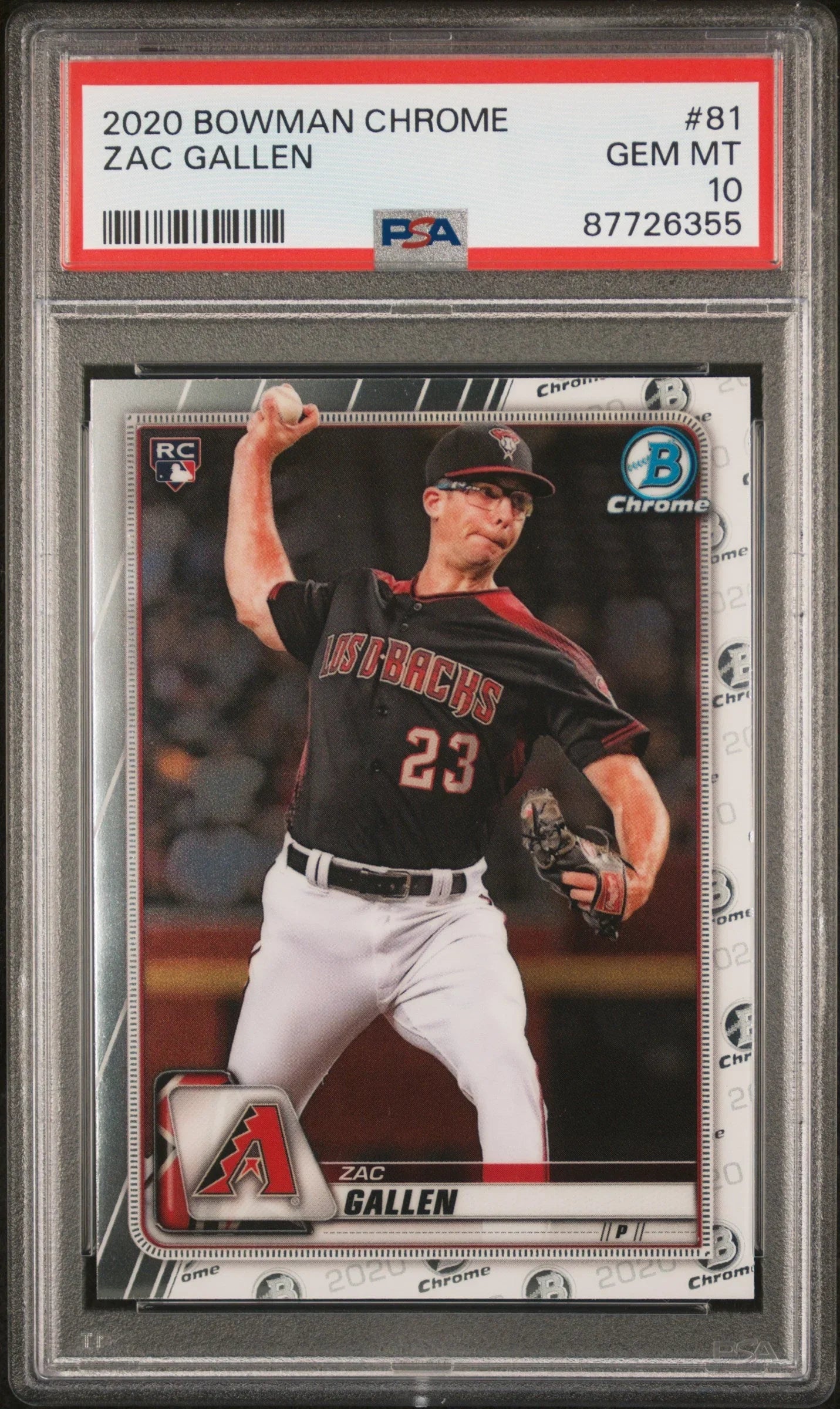 Graded 2020 Topps Bowman Chrome Zac Gallen #81 Rookie RC Baseball Card PSA 10 Gem Mint