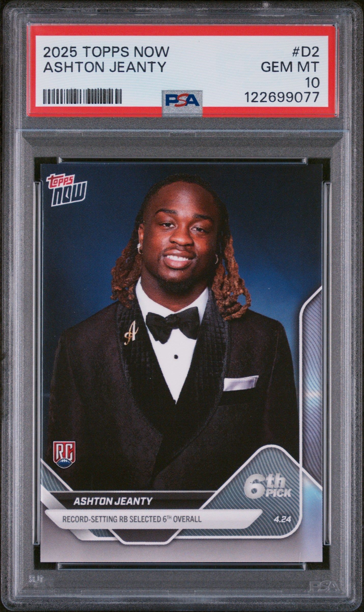 Graded 2025 Topps Now Ashton Jeanty #D2 Rookie RC Football Card PSA 10 Gem Mint