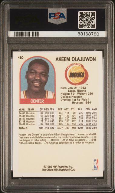Graded 1989 Hoops Hakeem Akeem Olajuwon #180 Basketball Card PSA 10 Gem Mint