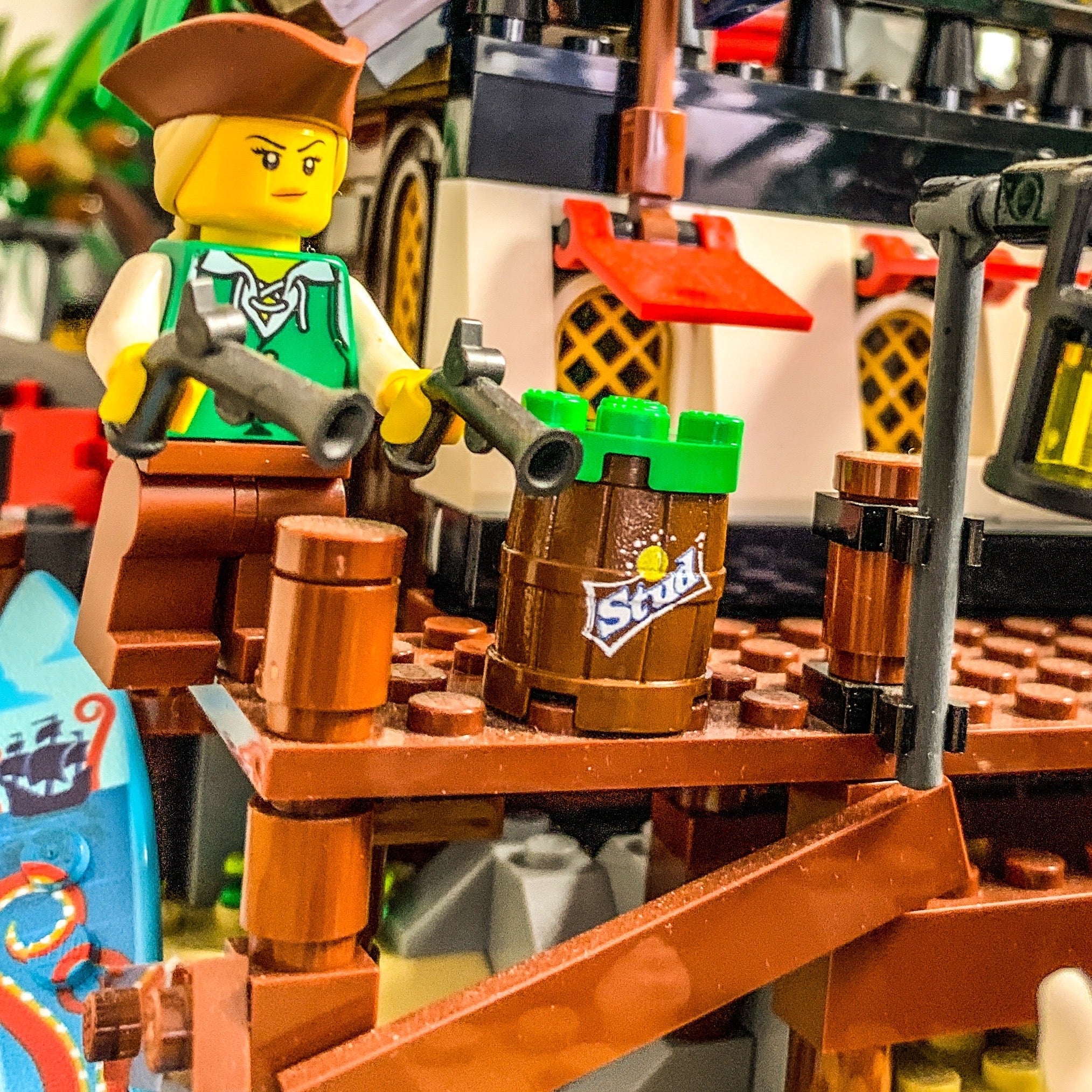 Stud Lemon Lime Soda Barrel / Keg made using LEGO parts