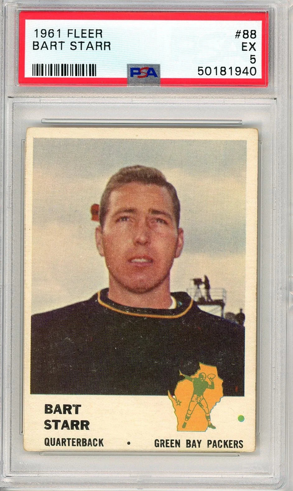 Graded 1961 Fleer Bart Starr #88 Football Card PSA 5 Excellent