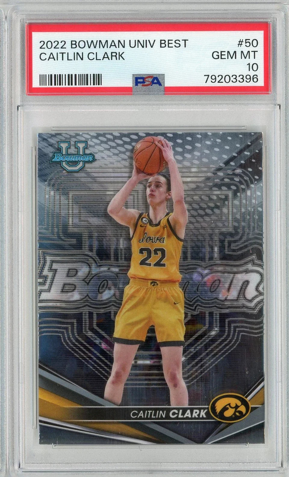 Graded 2022 Topps Bowman University Best Caitlin Clark #50 Rookie RC Basketball Card PSA 10 Gem Mint